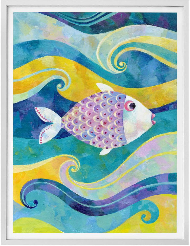 Wall-Art Poster »Märchen Wandbilder Der kleine Fisch«, Fisch & Meeresfrüchte, (1 St.), Poster ohne Bilderrahmen