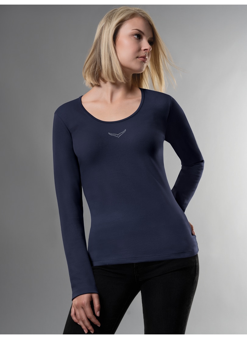 Trigema Longsleeve "TRIGEMA Langarmshirt mit Kristallsteinen" 1 Stk. tlg. günstig online kaufen