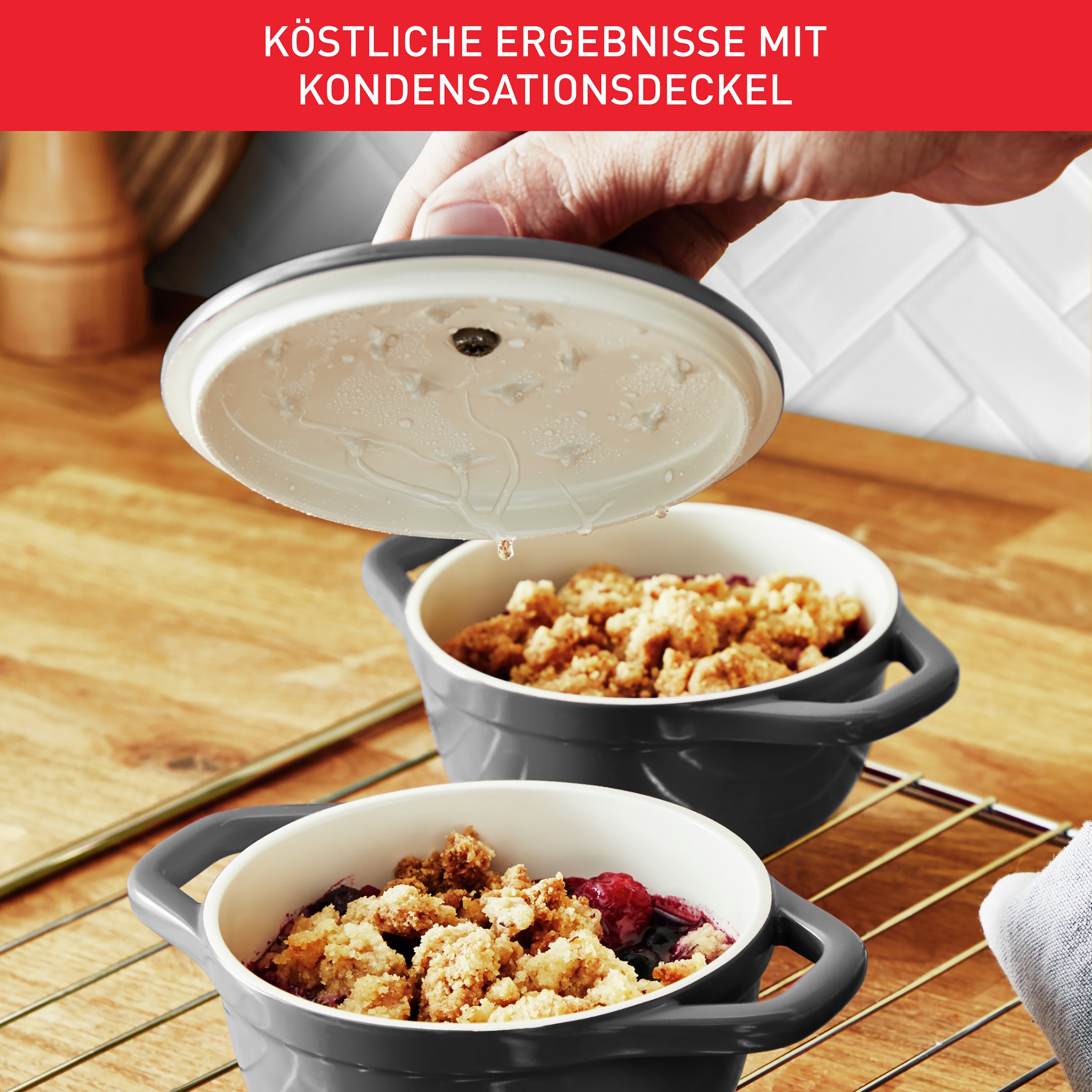 Tefal Topf-Set »Air« Aluminiumguss Set, 4 Stk. tlg. 2-tlg., 11 cm, Keramikversiegelung, Kondensationsdeckel, backofenfest