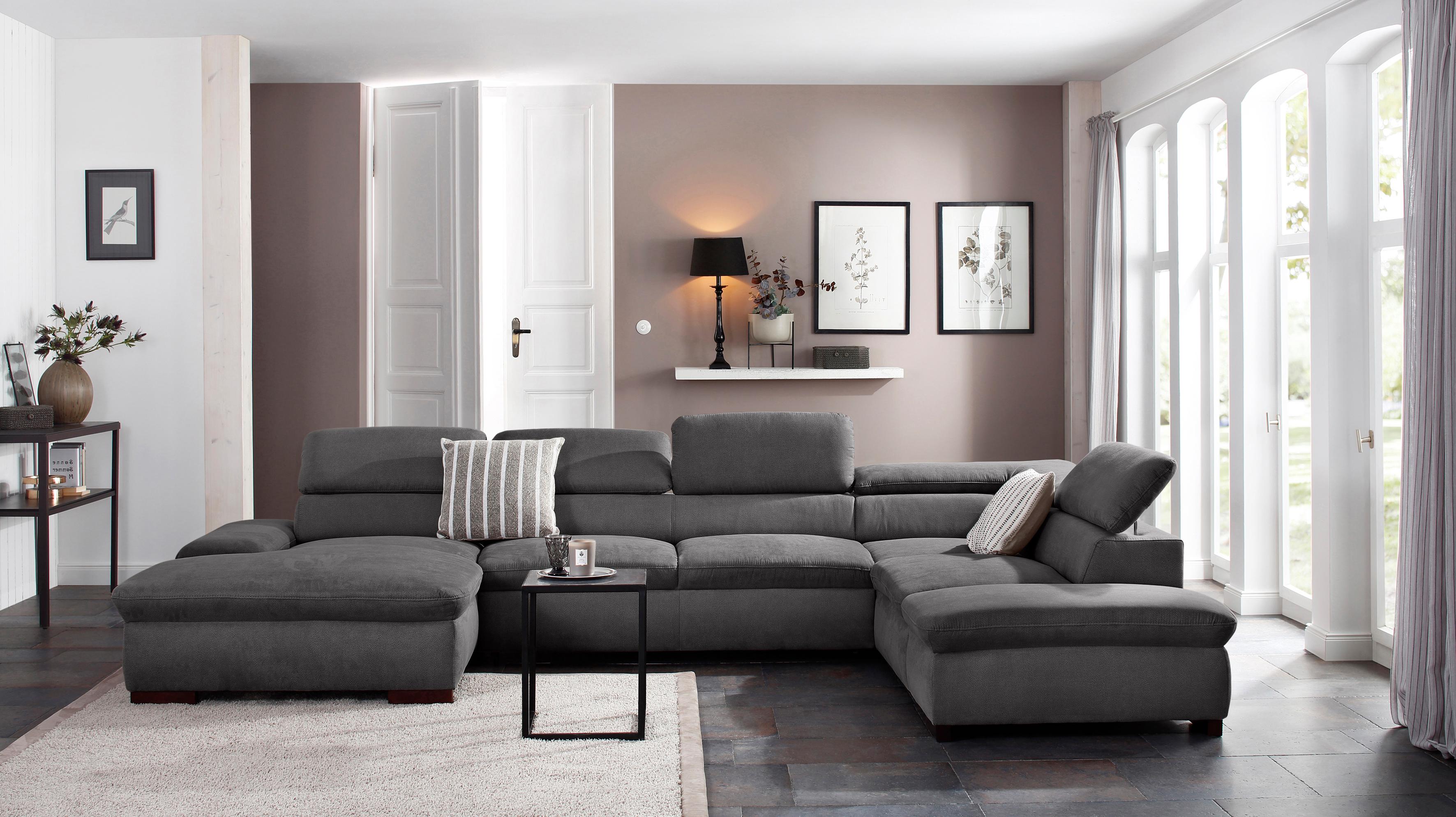 OTTO home Wohnlandschaft "Alberto U-Form, B: 350 cm, mit Kopfteilverstellung, XXL-Sofa" mit Schlaffunktion, Couch mit Lederoption