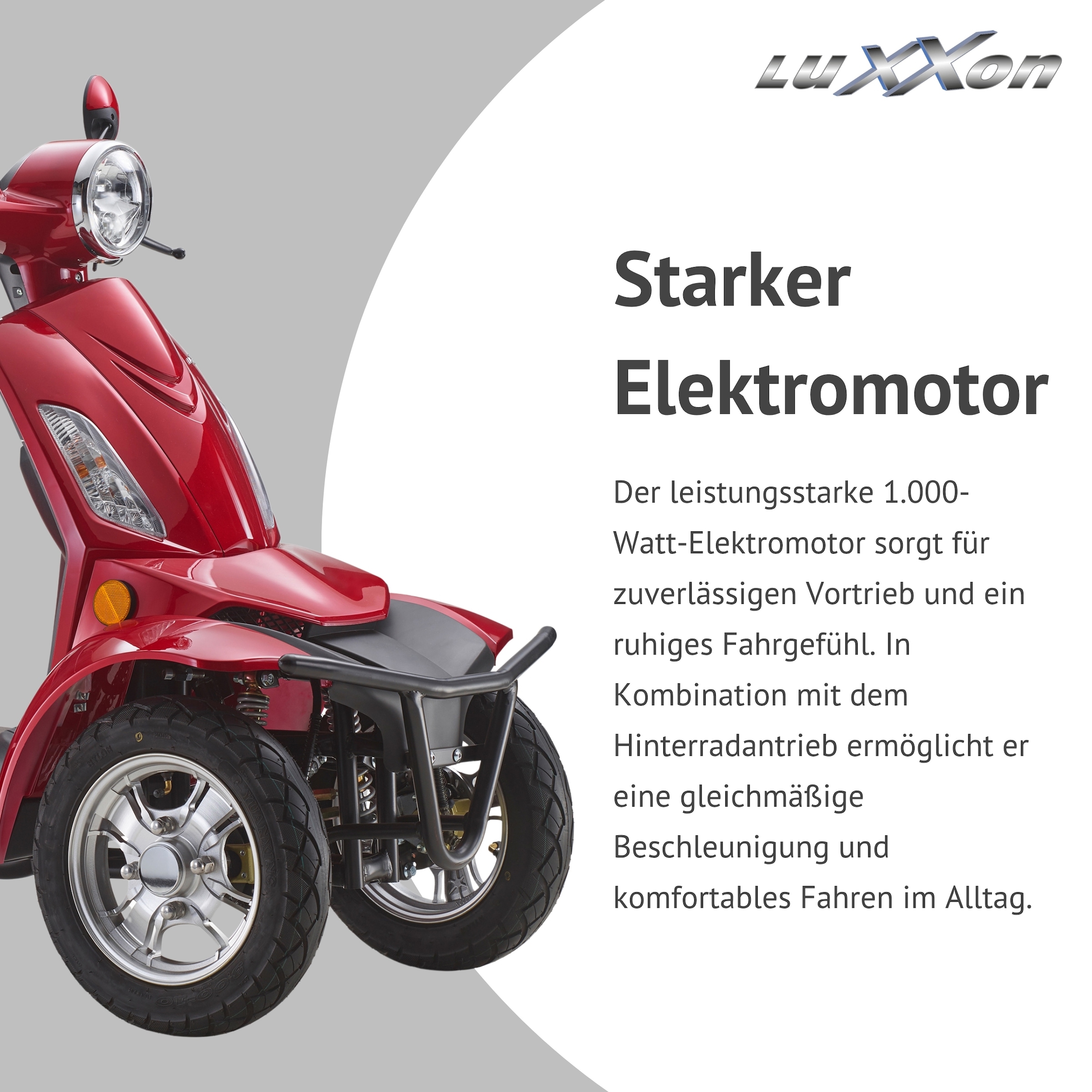 Luxxon Elektromobil »LuXXon Seniorenmobil E4900« 20 km/h Elektromobil mit Topcase, ohne Helmpflicht,  1.000 W, Seniorenmobil mit 4 Räder, Elektroroller für Senioren