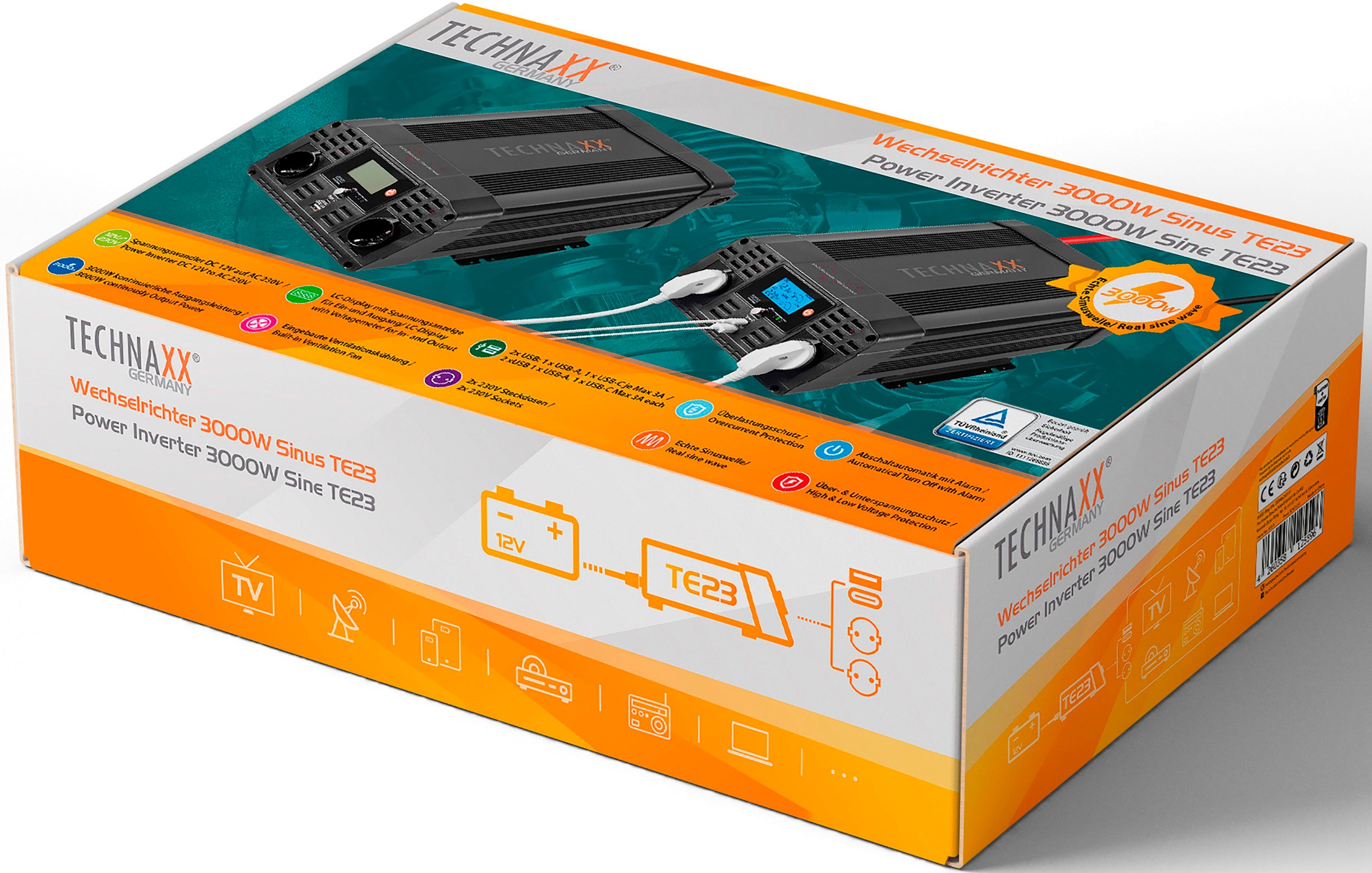 Technaxx Wechselrichter »3000W Sinus TE23«, für den mobilen Einsatz von  elektronischen Geräten über 12V-Anschluss online kaufen