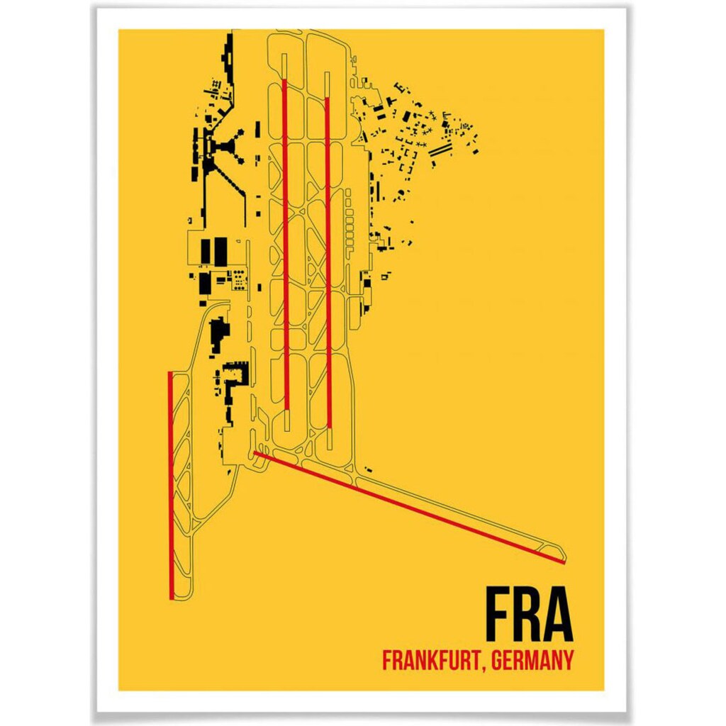 Wall-Art Poster »Wandbild FRA Grundriss Frankfurt«, Grundriss, (1 St.)