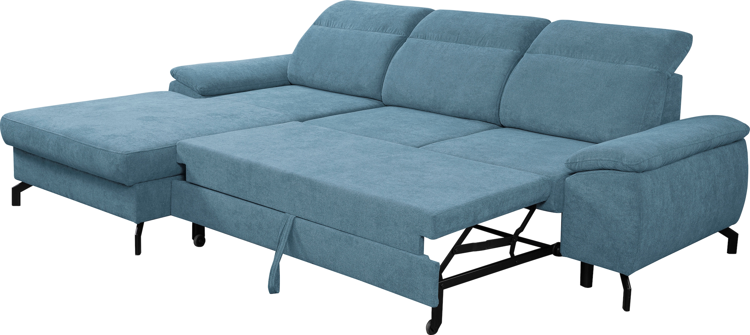 WERK2 Ecksofa »Panama L-Form«, Modernes Sofa mit Schlaffunktion, Bettkasten, Kopfteile verstellbar