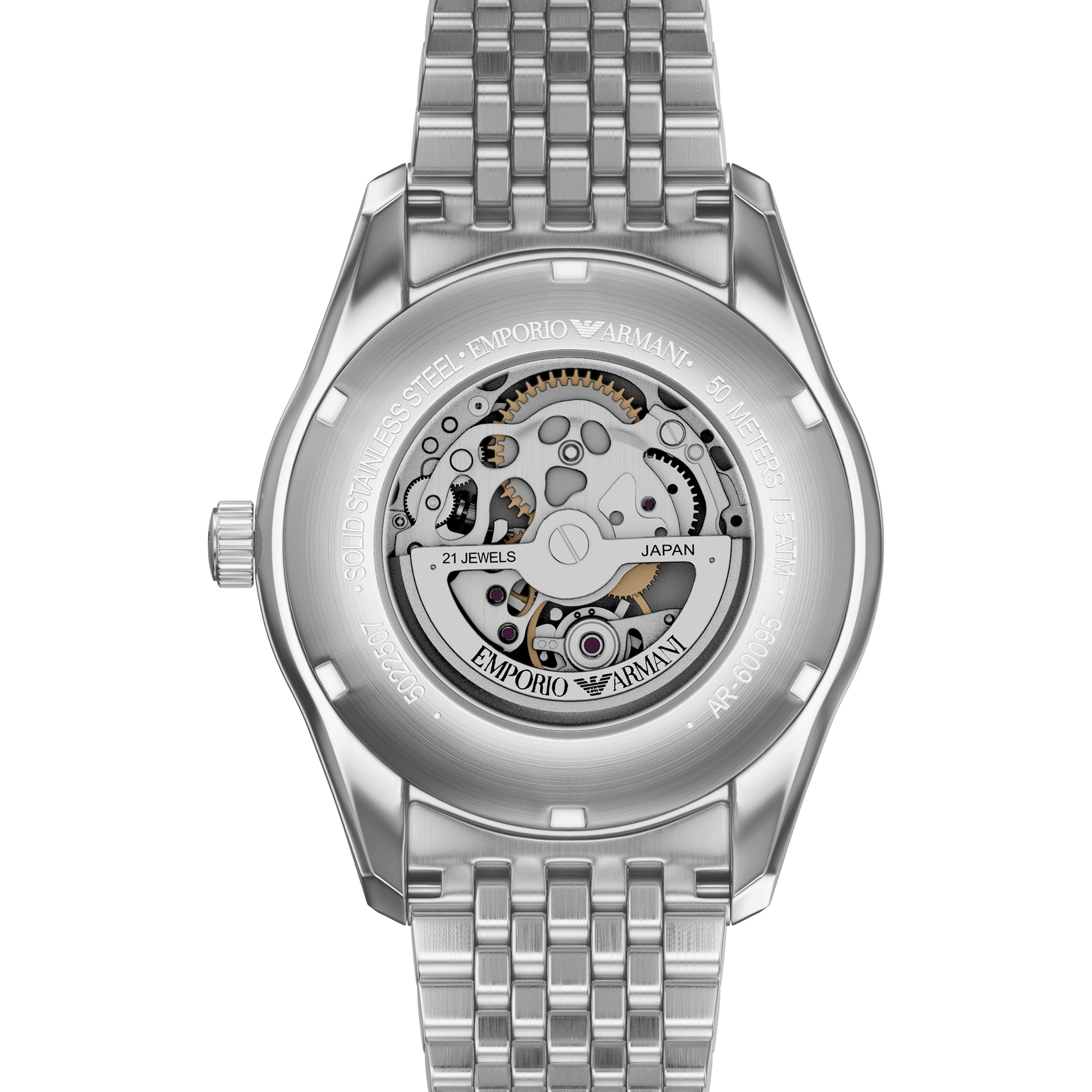 Emporio Armani Automatikuhr Armbanduhr, Herrenuhr, Mechanische Uhr, Edelstahlarmband, analog