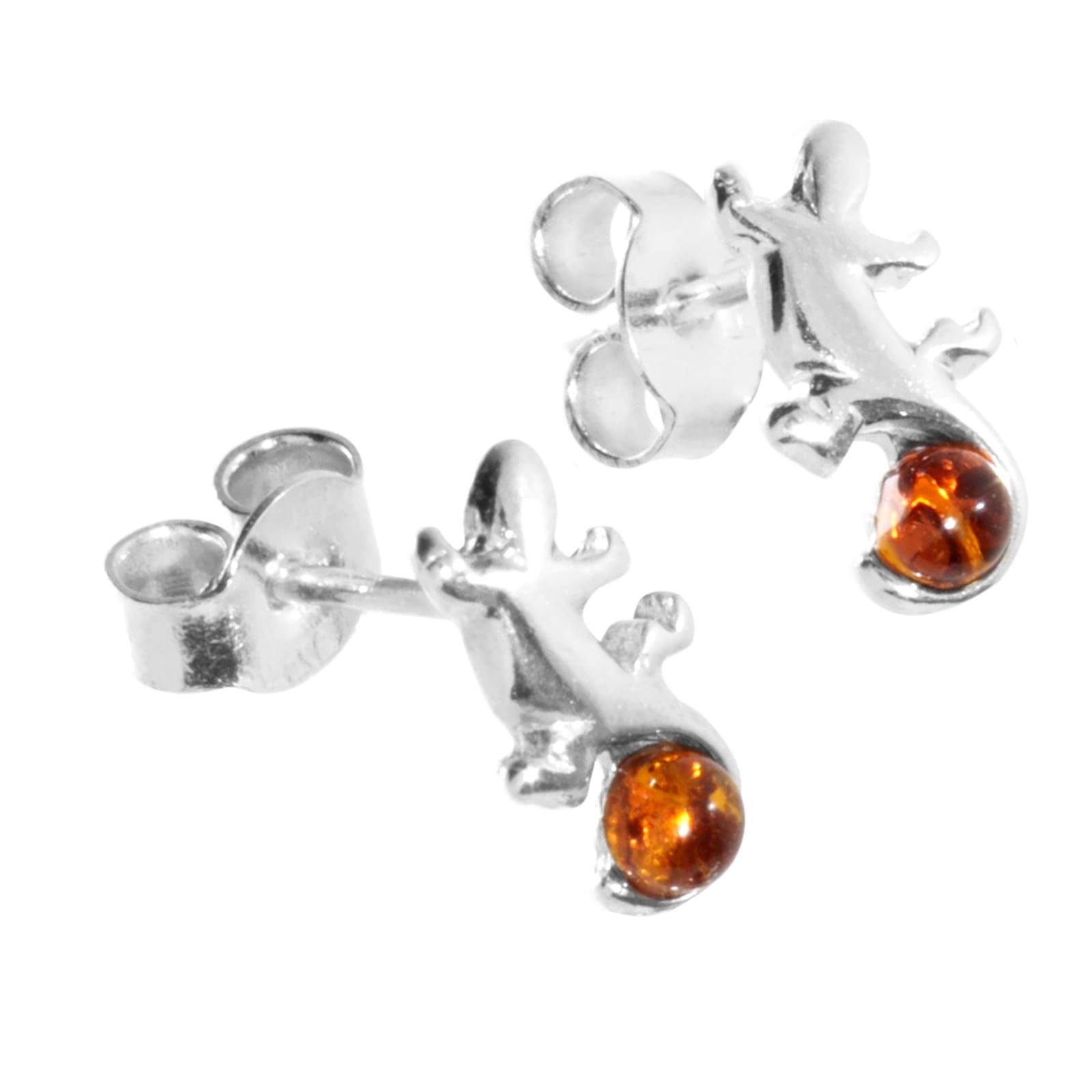 Paar Ohrstecker OSTSEE-SCHMUCK "Ostsee-Schmuck Ohrstecker Echse Ohrstecker Echse", weiß, Ohrringe, Damen, 11 x 6mm, Silber 925 (Sterlingsilber)