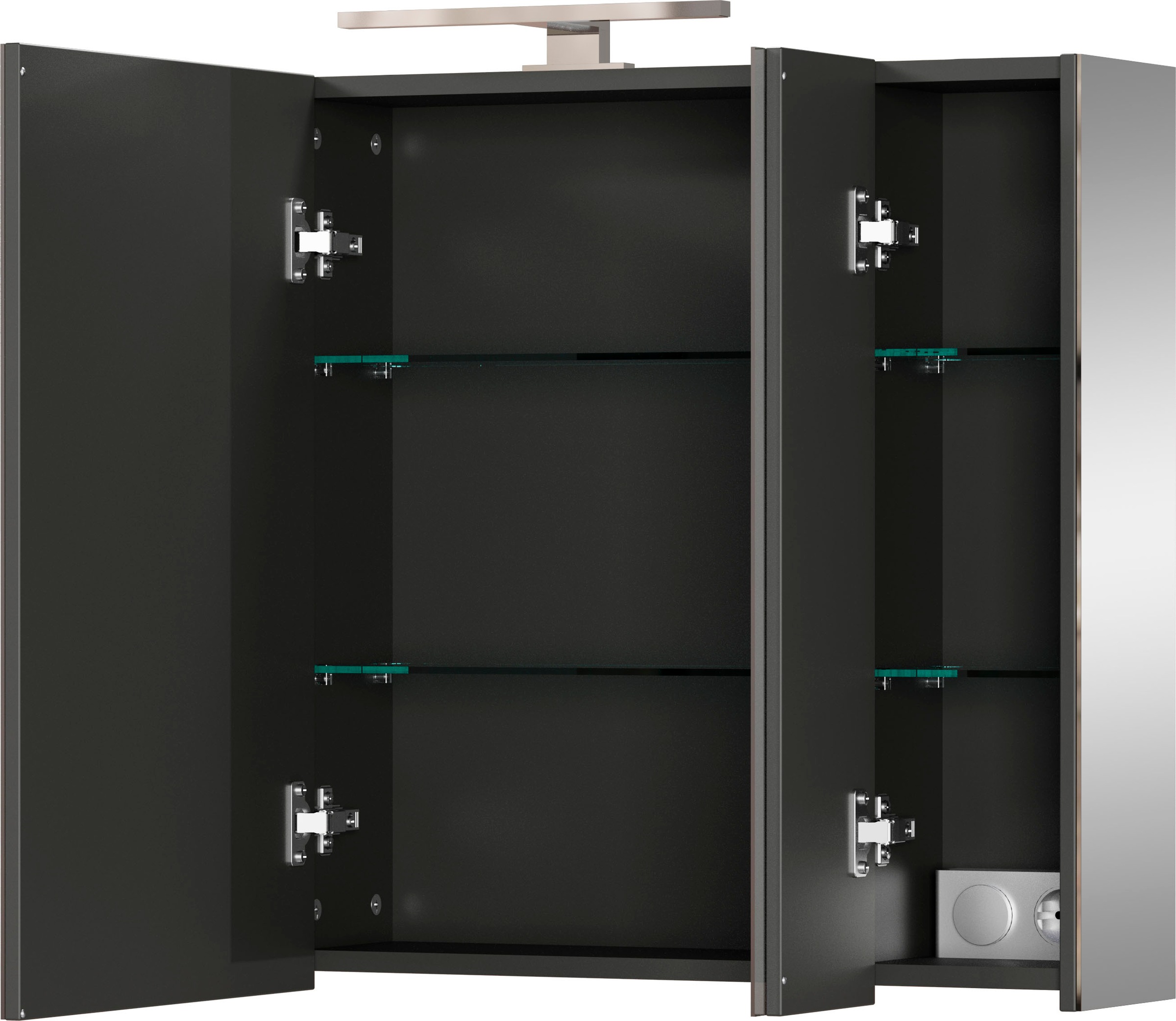 GERMANIA Spiegelschrank »Spiegelschrank« 1 Stk. tlg. 3-türiger Spiegelschrank mit LED-Beleuchtung und Steckdose