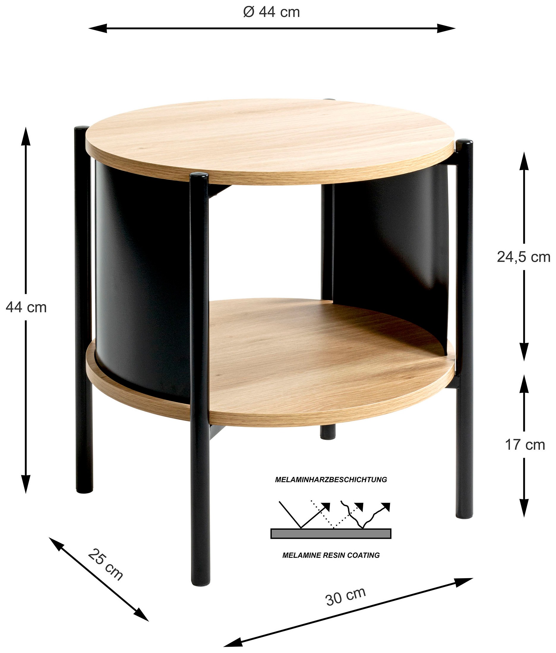 HAKU Beistelltisch »Nachtkonsole, Sofatisch, Wohnzimmertisch« 1 Stk. tlg. rund - aus MDF Braun - Ø/H 44/44 cm