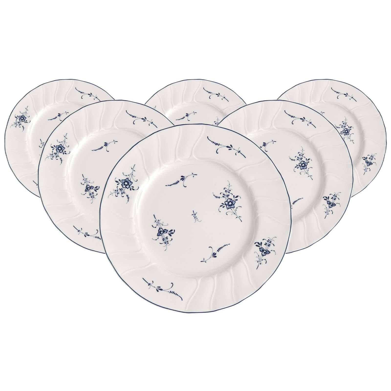 Villeroy & Boch Frühstücksteller "Frühstücksteller Vieux Luxembourg ø 20,5 cm 6er Set weiß-blau"