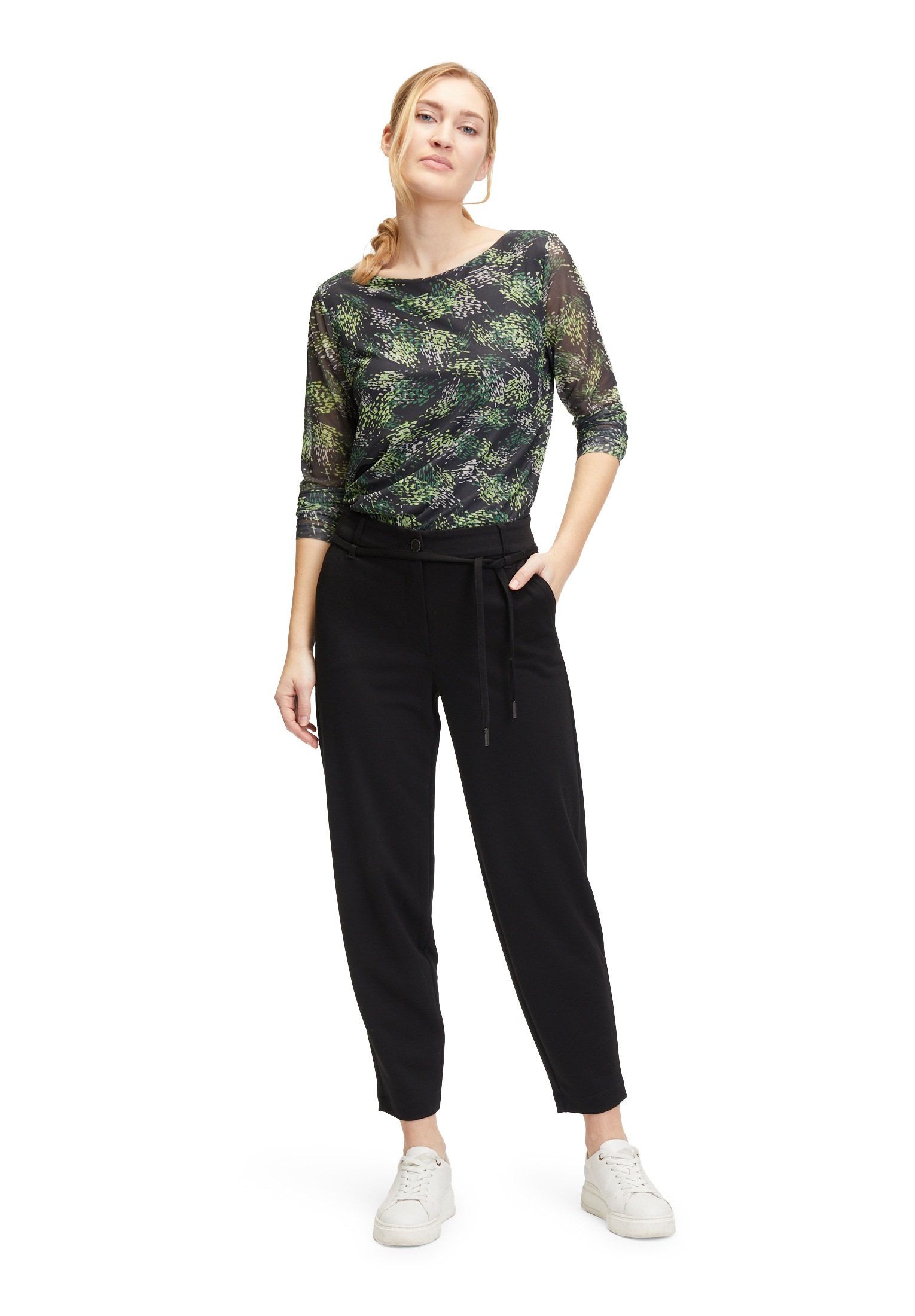 Betty&Co Kurzarmshirt »Betty & Co Leicht transparentes Shirt mit U-Boot-Ausschnitt«, (1 tlg.), Druck