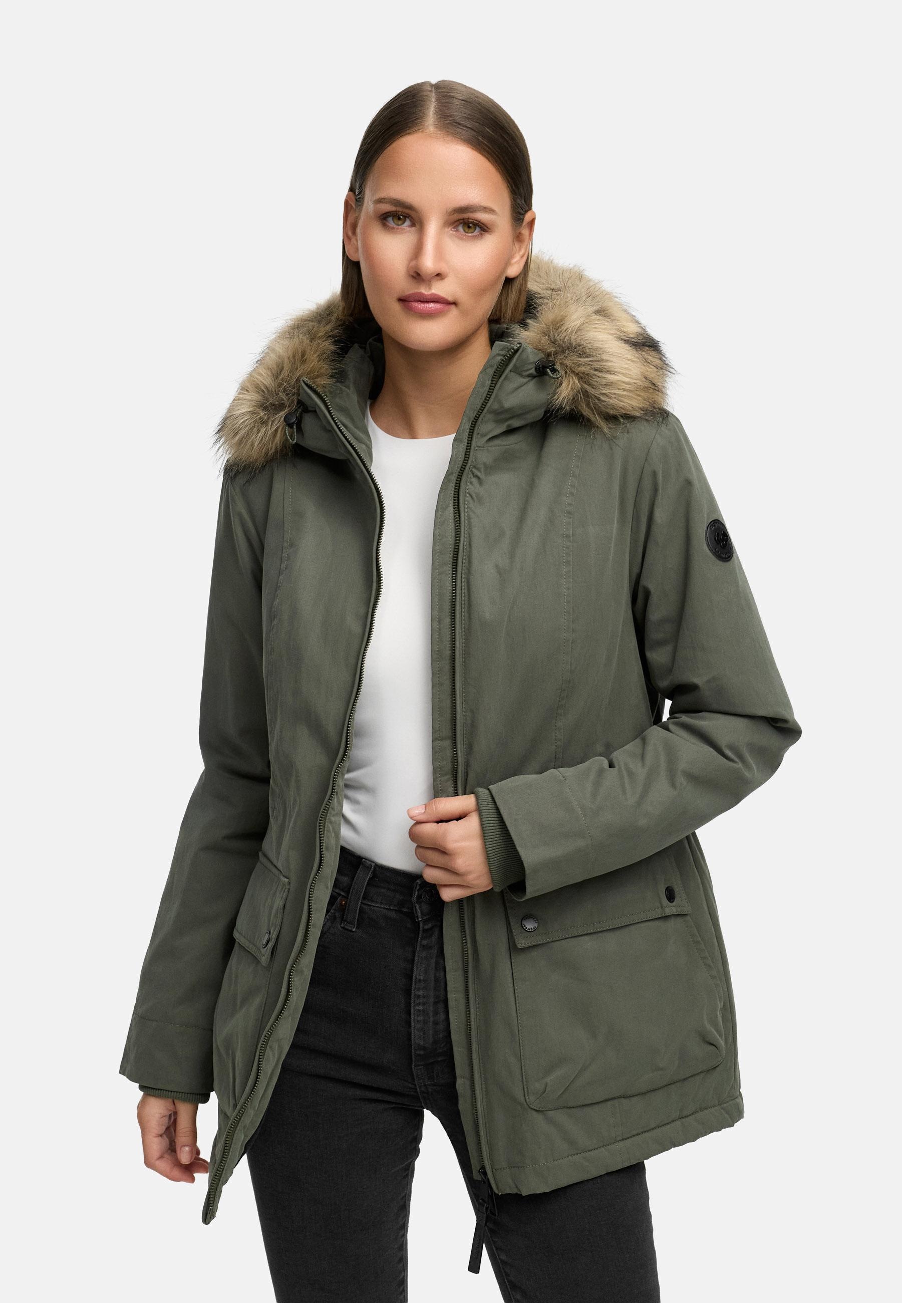 Ragwear Kurzmantel »Monadetta Warm« Kurzer Wintermantel mit Kunstfellbesatz