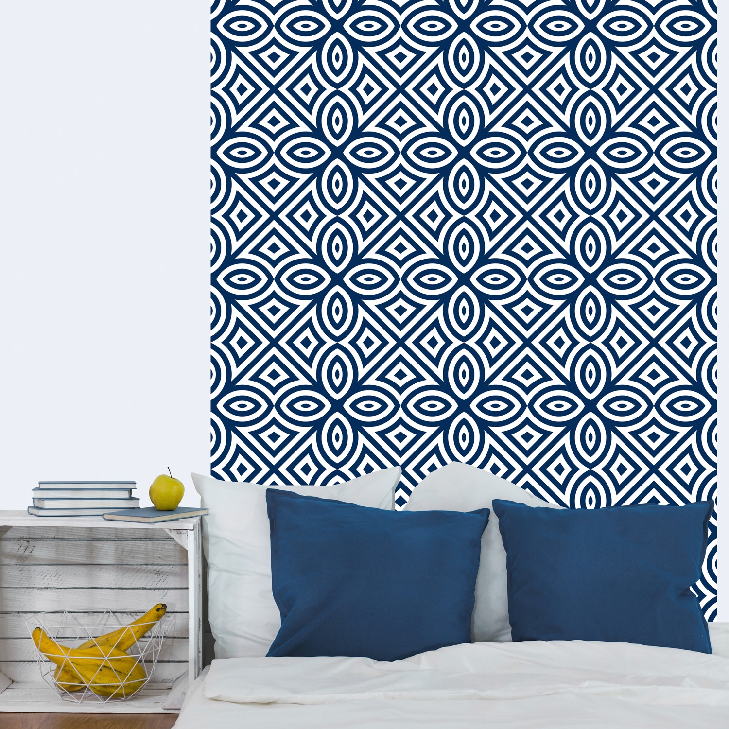 queence Vinyltapete »Muster-Blau«, 90x250cm, selbstklebend, kinderleichte Anbringung, Sticker