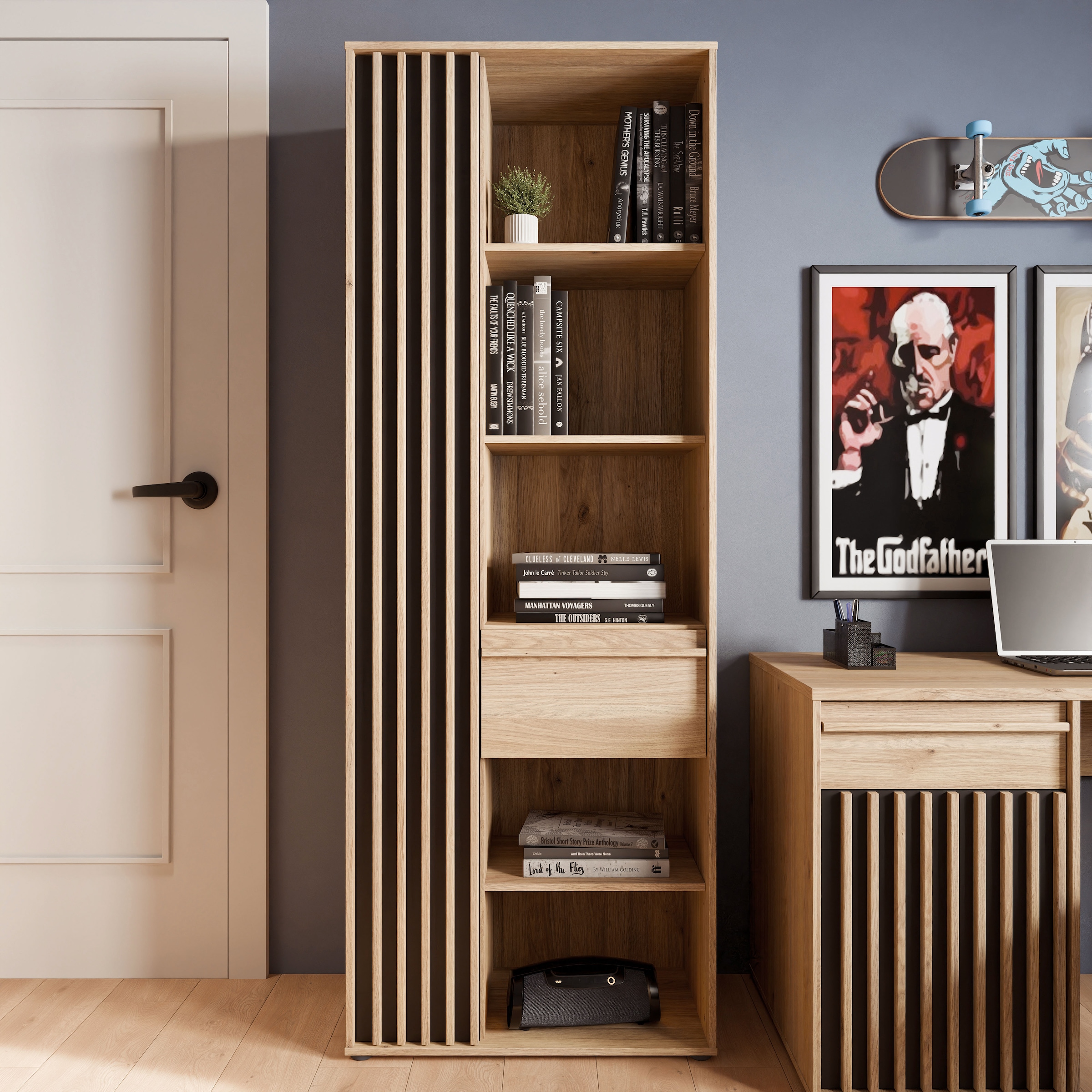 FORTE Regal »Stauraumregal, 1T/1SK, Soft Close, Vollauszug SK« B/H/T 73,1/200,1/41,7 cm optionale Beleuchtung