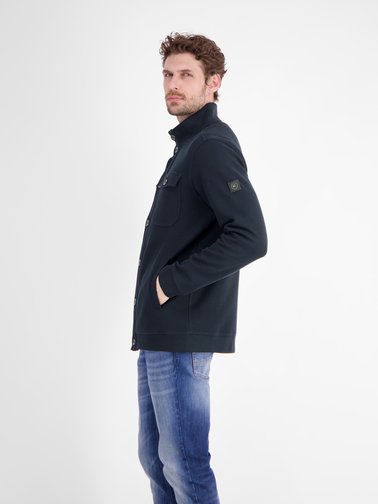 LERROS Sweatjacke »Maskulines Overshirt aus bequemem Baumwollmischgewebe«