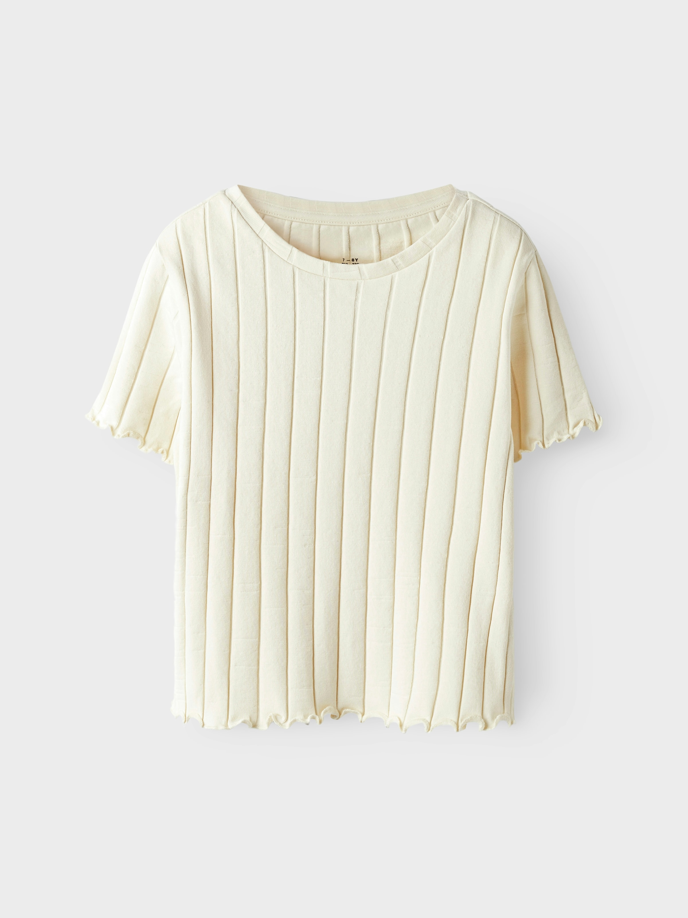 Name It T-Shirt »NKFNORALINA SS CROP TOP NOOS«, in toller Rippen-Qualität und mit gewellten Säumen