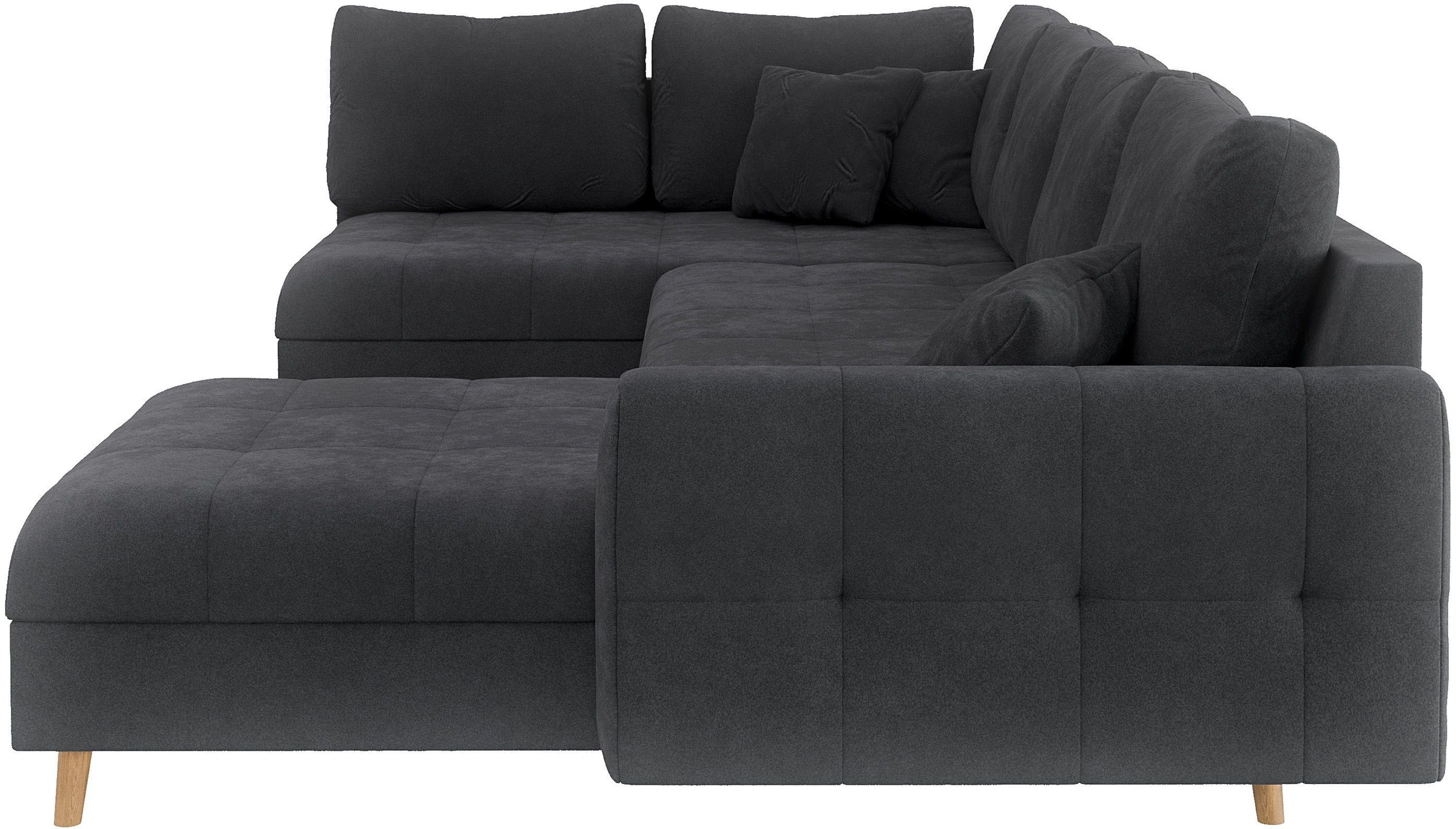 Home affaire Wohnlandschaft »CHARRE U-Form mit Ottomane, Maße B/T/H: 310/161/81 cm«, feine Steppung, lose Rücken- und Zierkissen, auch in Cord und Bouclé