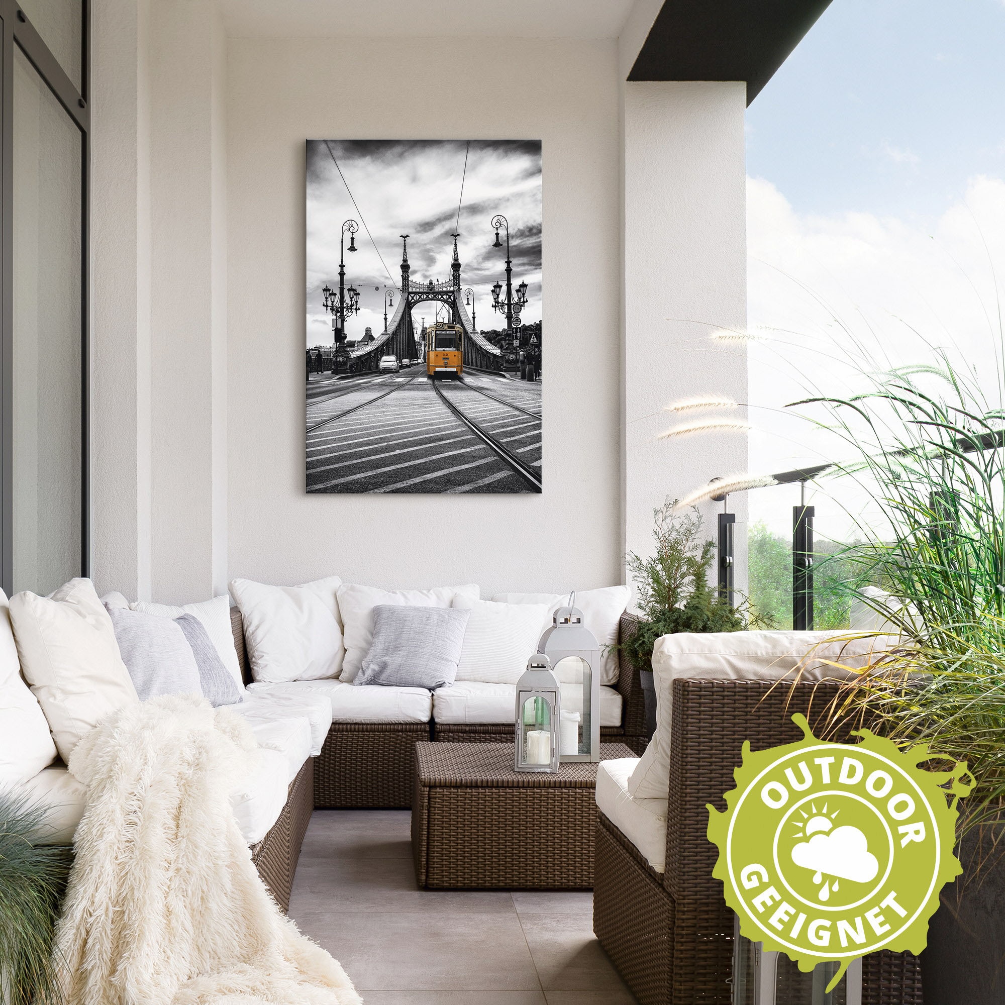Artland Alu-Dibond-Druck »Budapest Freiheitsbrücke Straßenbahn«, Zugbilder, (1 St.), für Innen- und Außenbereich geeignet, Outdoorbild