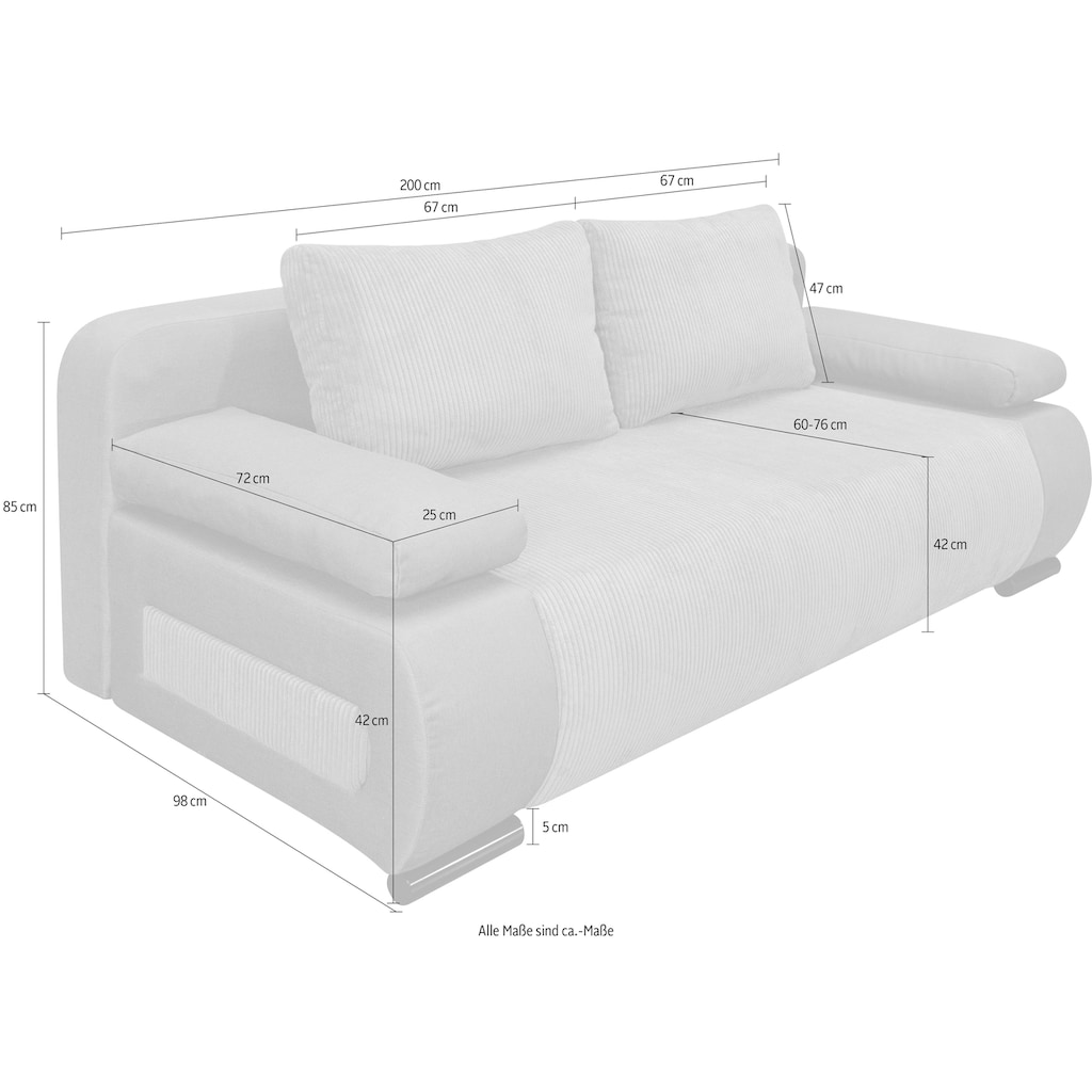 COLLECTION AB Schlafsofa Moritz, mit Bettfunktion und Bettkasten