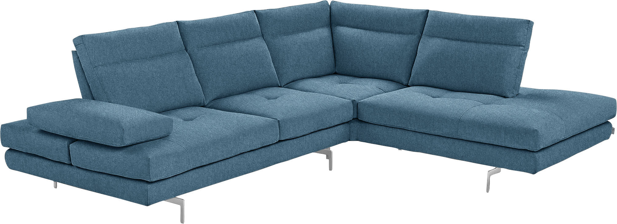 CALIA ITALIA Ecksofa "Toby Wing, B/T: 288/232 cm, Multifunktionssofa, Designsofa, L-Form" Sitztiefenverstellung und Armteilfunktion, Füße chrom glänzend