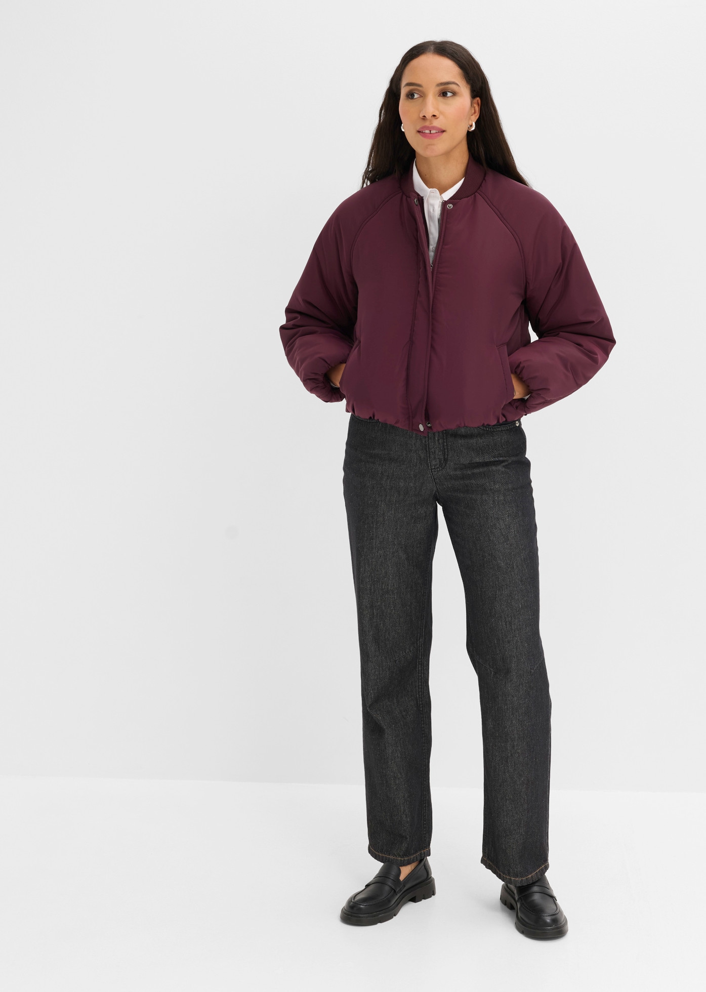 bonprix Pilotenjacke sportlicher Stil, locker geschnitten, mit Baseball-Kragen