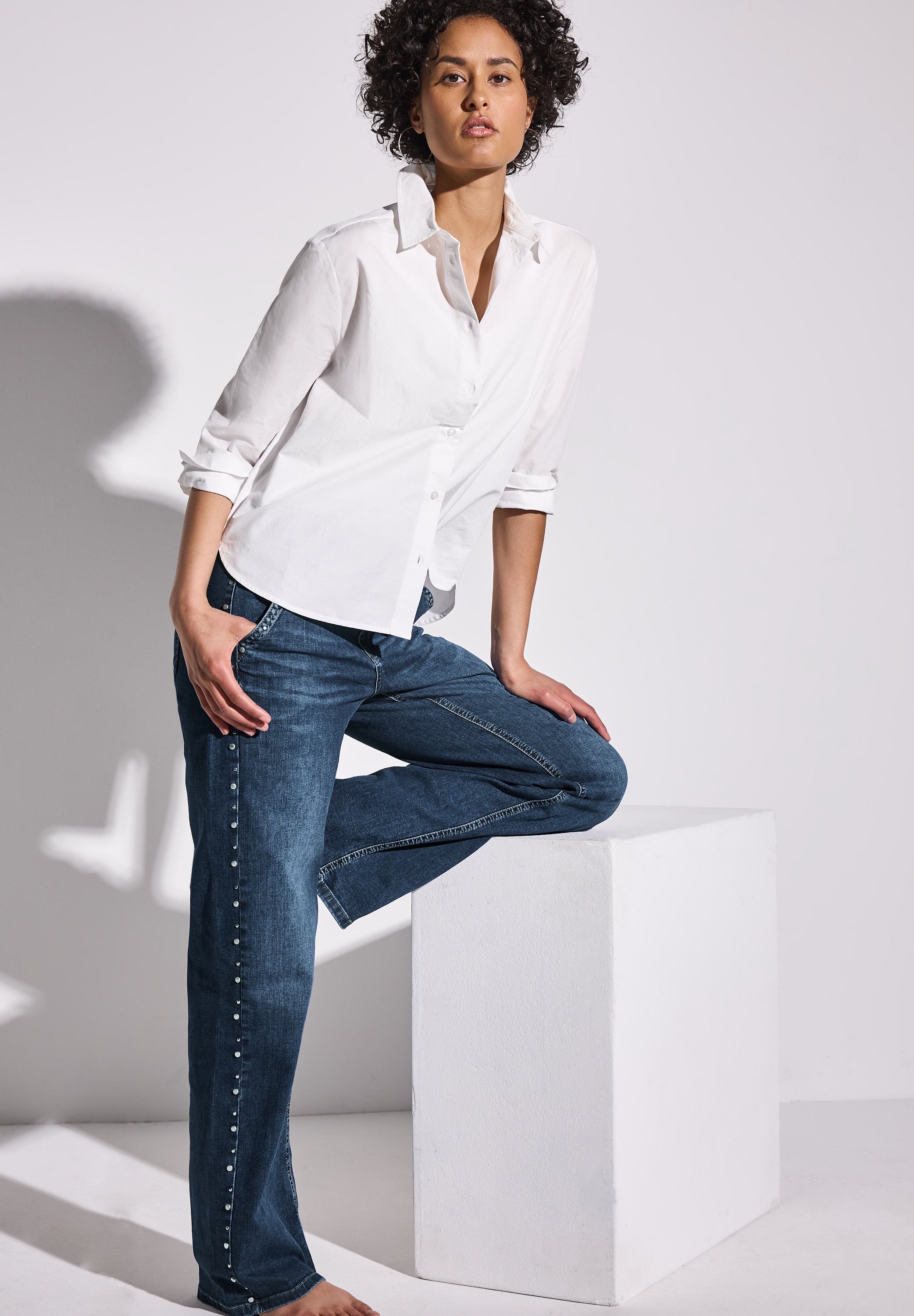 STREET ONE High-waist-Jeans, mit Nieten