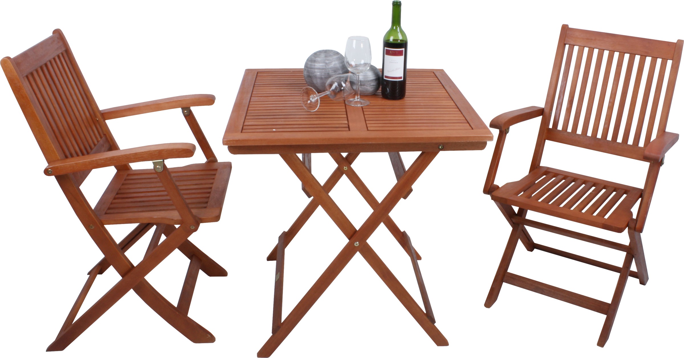 Thumbnail - Garden Pleasure Balkonset ""SEATTLE"" 2 Stühle (klappbar), Tisch LxB: 70x70 cm, Eukalyptus geölt