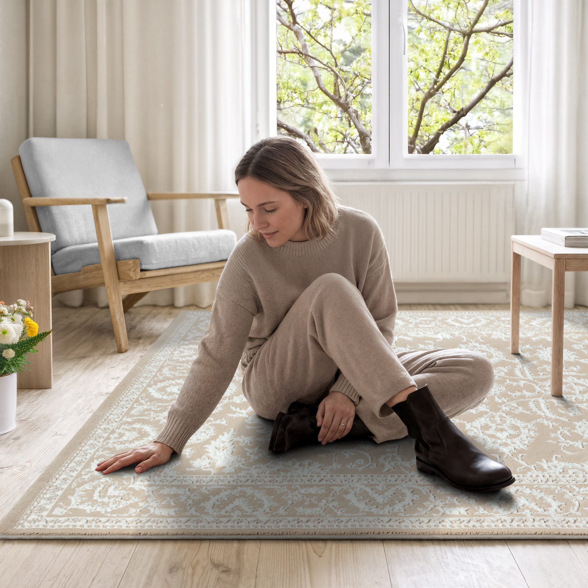 Sanat Teppich »Harmony 3221, auch als Läufer und rund« rechteckig 12 mm Höhe Wohnzimmer, Kurzflor, modern,  Orient Optik, Schlafzimmer