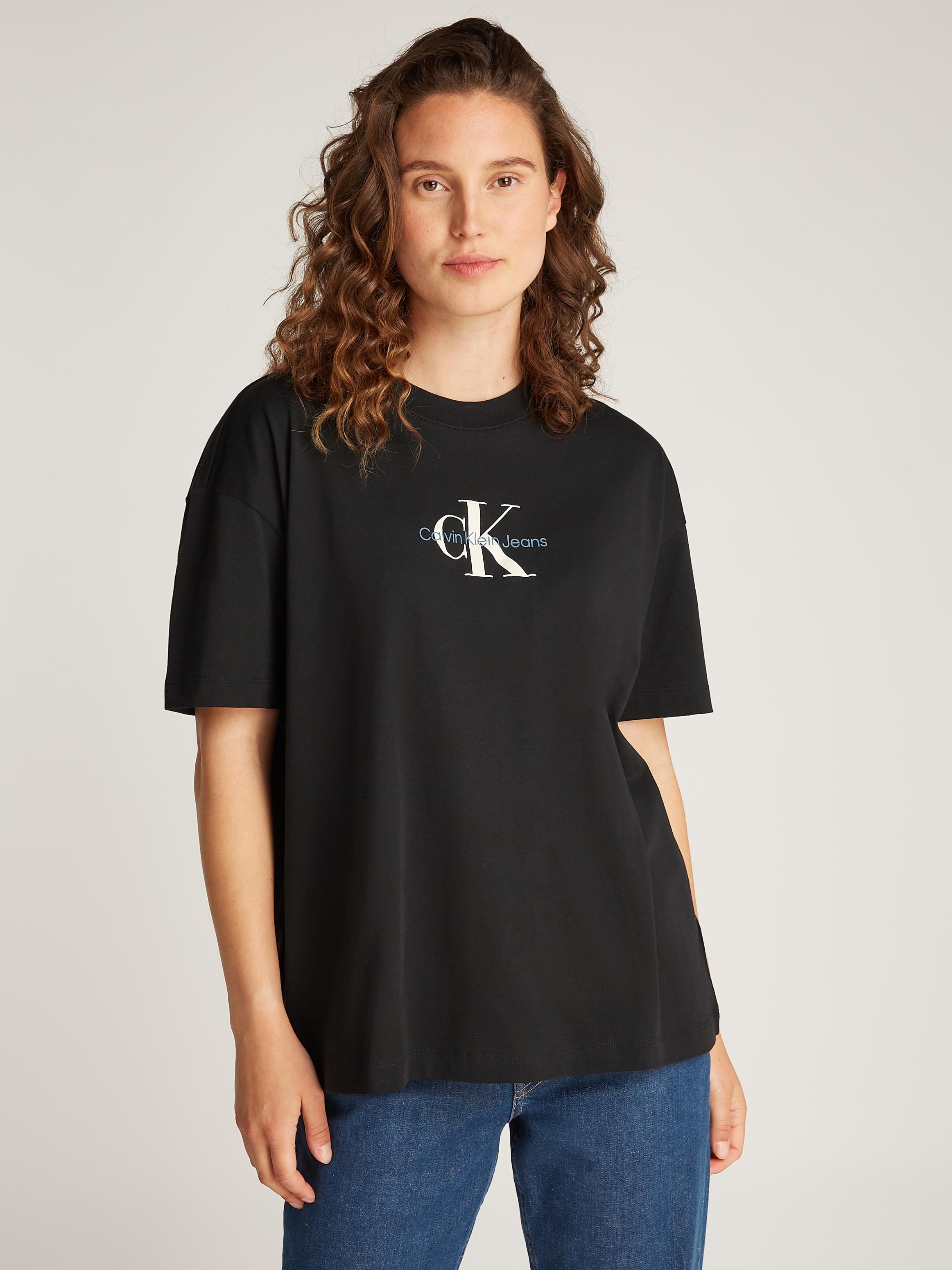 Calvin Klein Jeans T-Shirt "TEXTURED MONOLOGO BOYFRIEND TEE", mit Logodruck günstig online kaufen