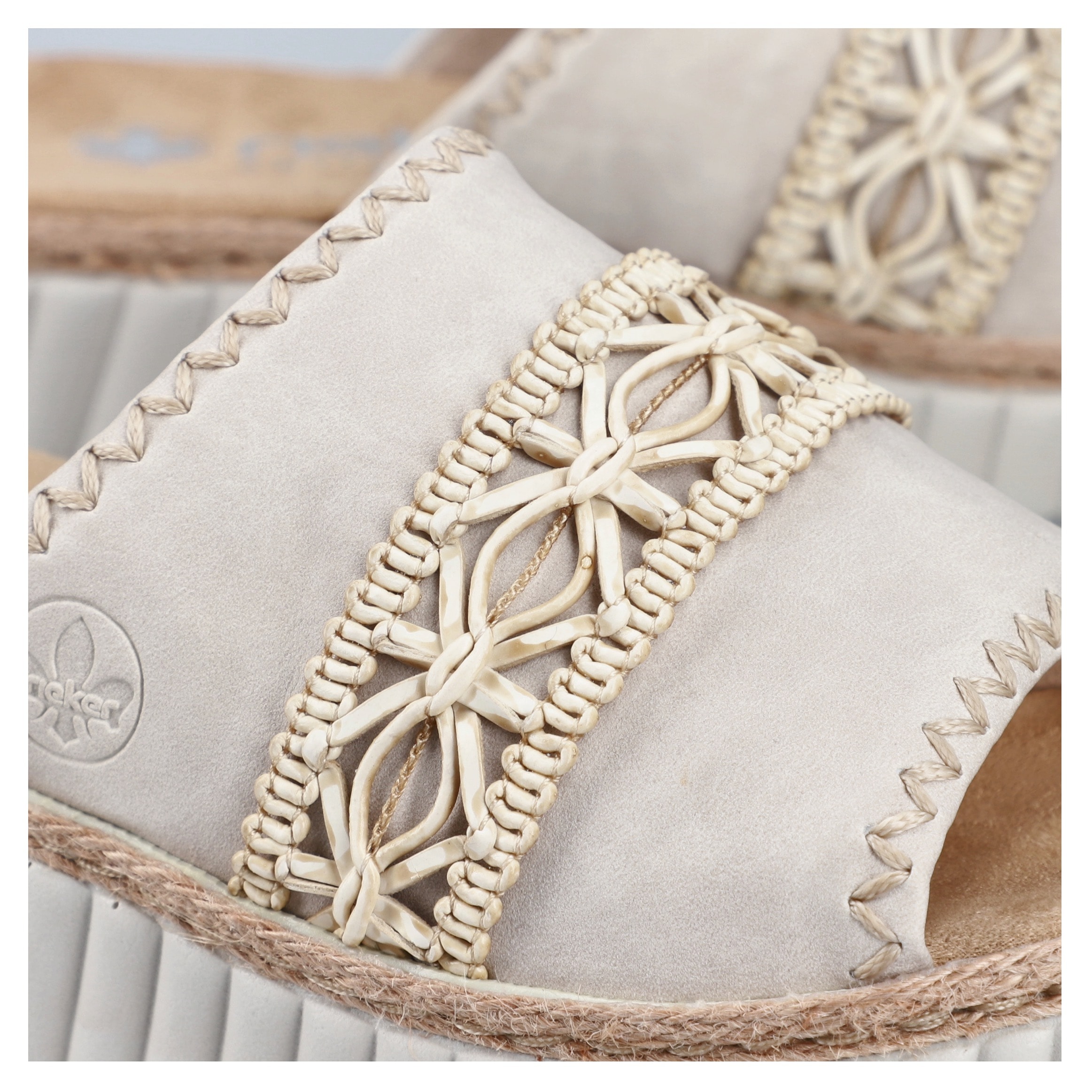 Rieker Pantolette, Sommerschuh, Strandschuh, Urlaubschuh, Hausschuh mit softer Innensohle