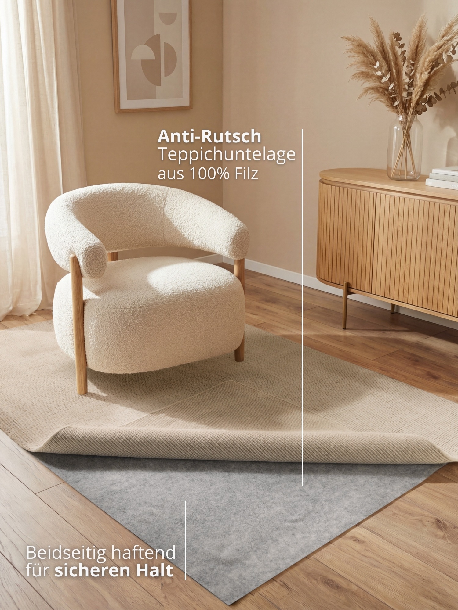 Teppichunterlage HANSE HOME "Grip", grau, B:190cm H:2mm L:290cm, Filz, Teppichunterlagen, Teppichunterlage, Rutschfest, Teppichstop, Antirutsch Gleitschutz, zuschneidbar 2
