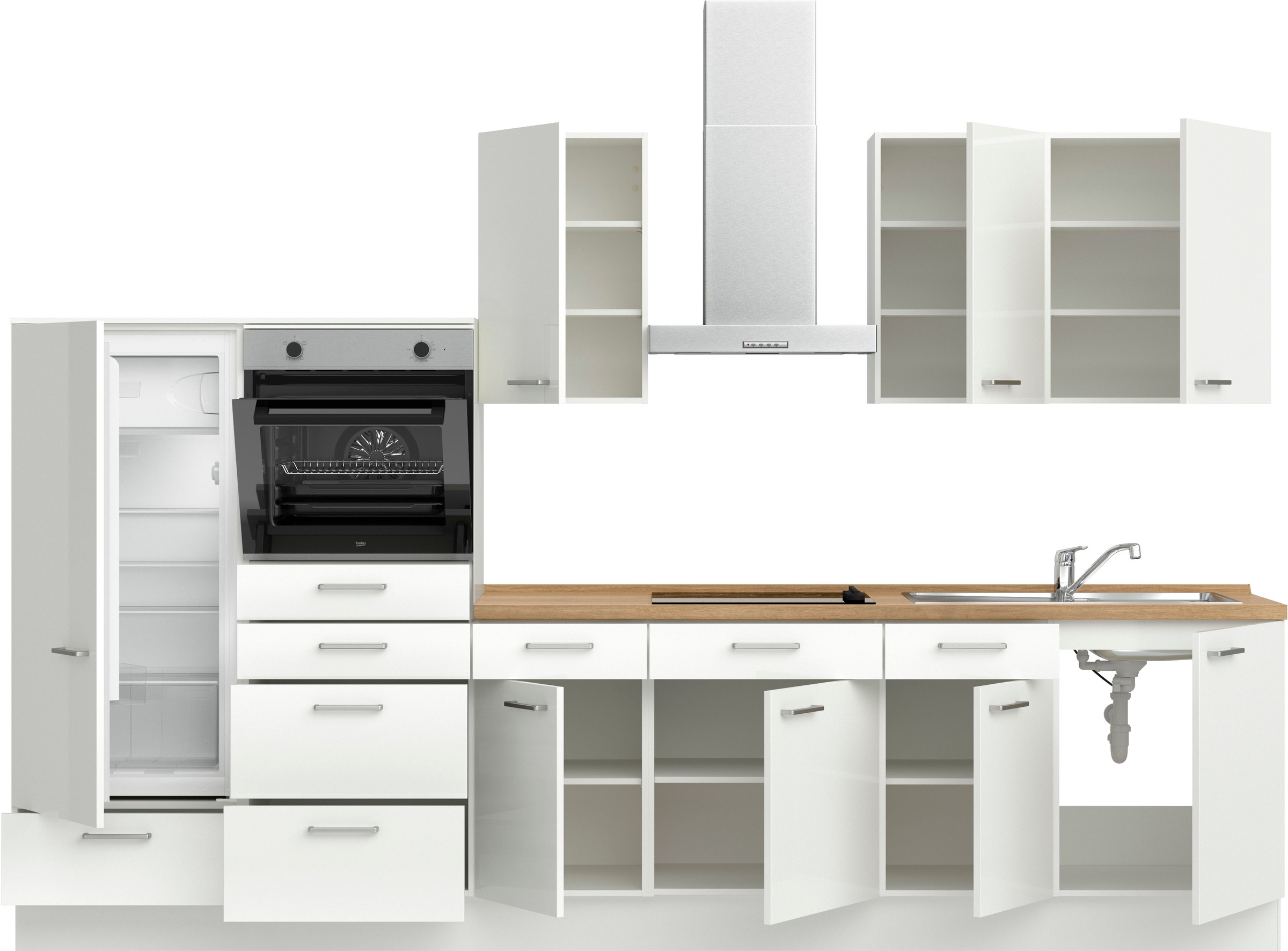 nobilia® Küchenzeile »"Flash I"« vormontiert,  Ausrichtung wählbar, Breite 330 cm, wahlw. mit E-Geräten