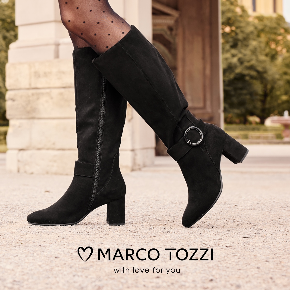 MARCO TOZZI Stiefel, Blockabsatz, Businessstiefel, Langschaftstiefel mit Zierschnalle