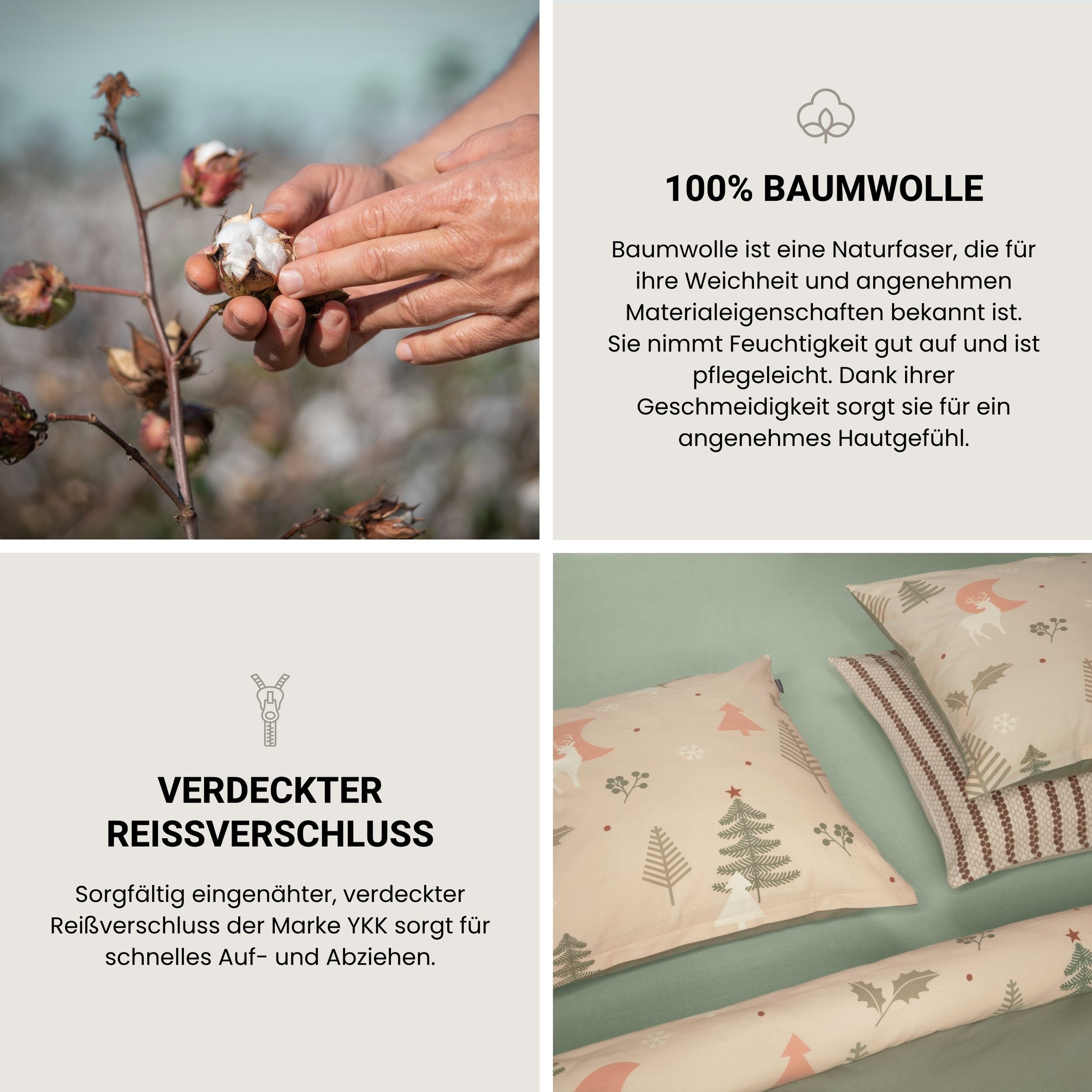 Schiesser Wendebettwäsche »Uma aus weicher Baumwolle im Nordic-Look« 2 Stk. OEKO-TEX® MADE IN GREEN