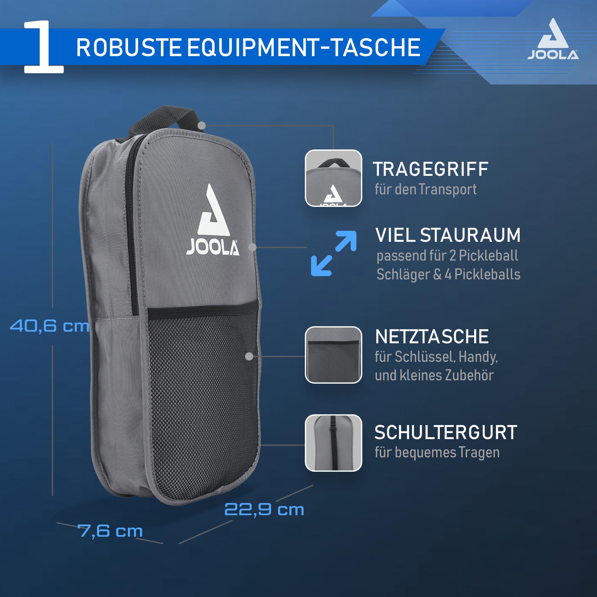 Joola Pickleballschläger »Tundra Pickleball Set« Inklusive 2 Schläger, 4 Bällen und Tasche, ideal für Freizeitspieler