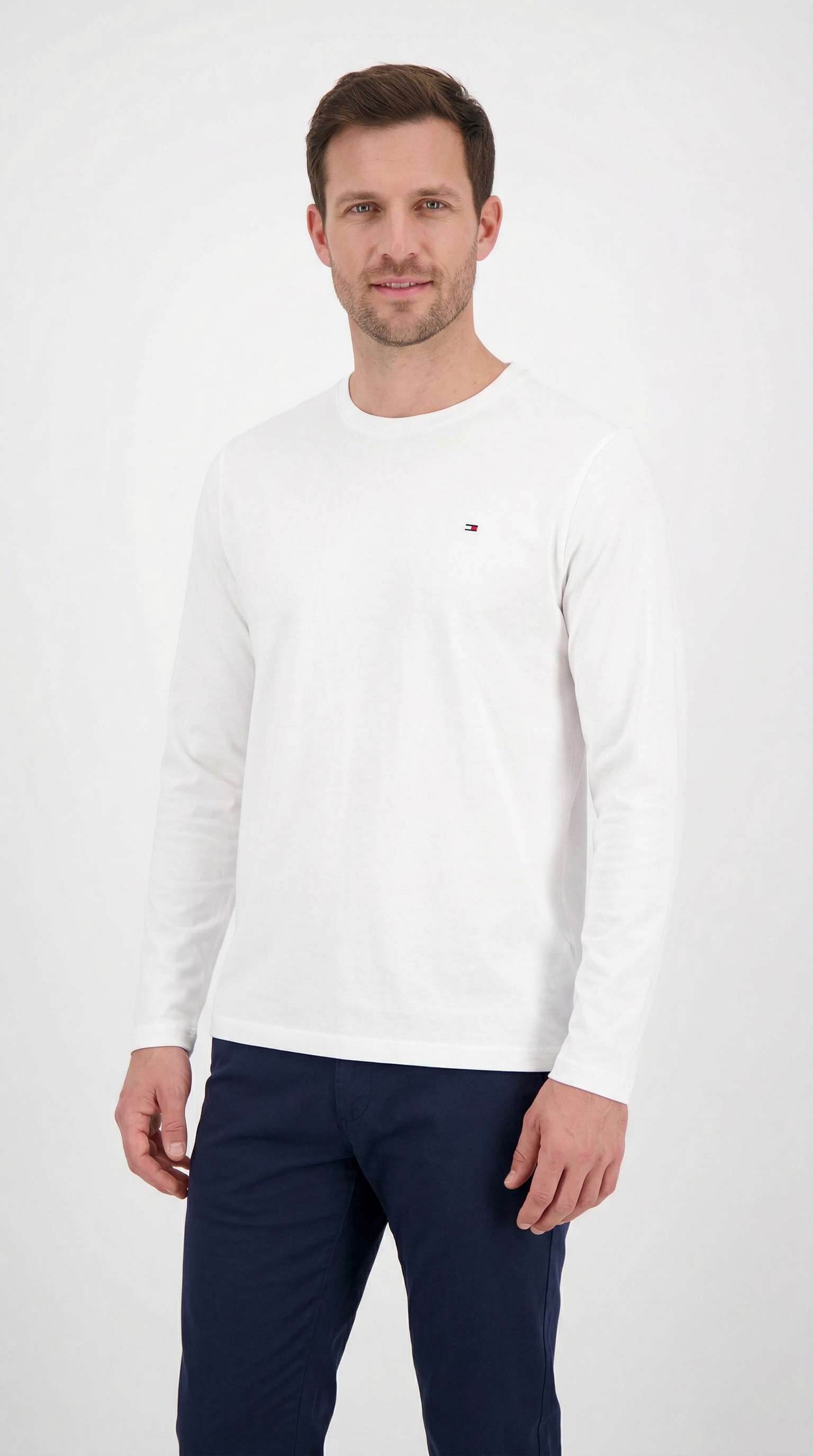 Tommy Hilfiger Big & Tall Longsleeve »BT-STRETCH SLIM FIT TEE-B mit Rundhals und Logo« unifarben, casual, slim fit, Baumwollmix, Rundhals, große Größen