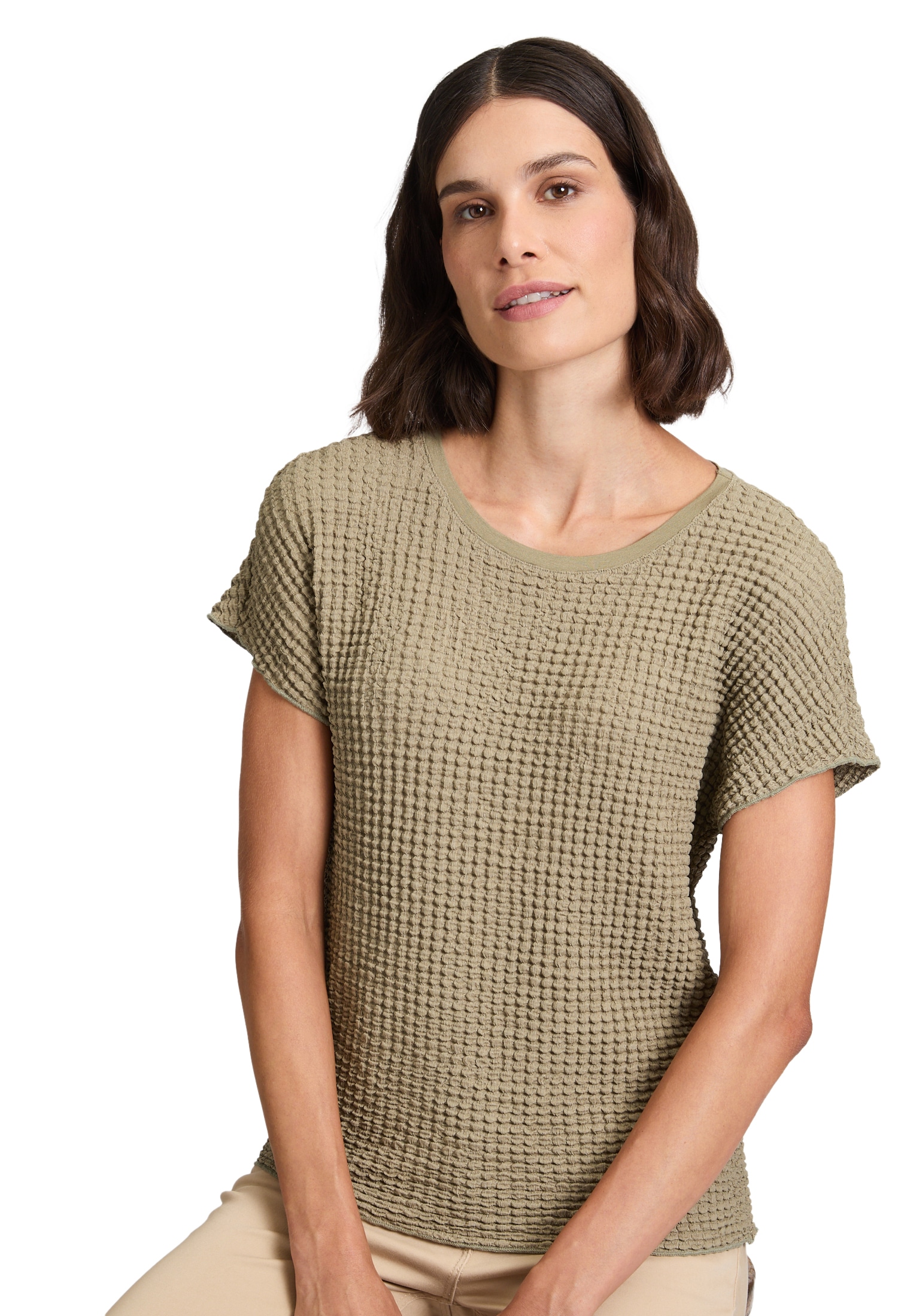 Betty Barclay Kurzarmshirt »Betty Barclay Strukturshirt mit U-Boot-Ausschnitt«, (1 tlg.), Material