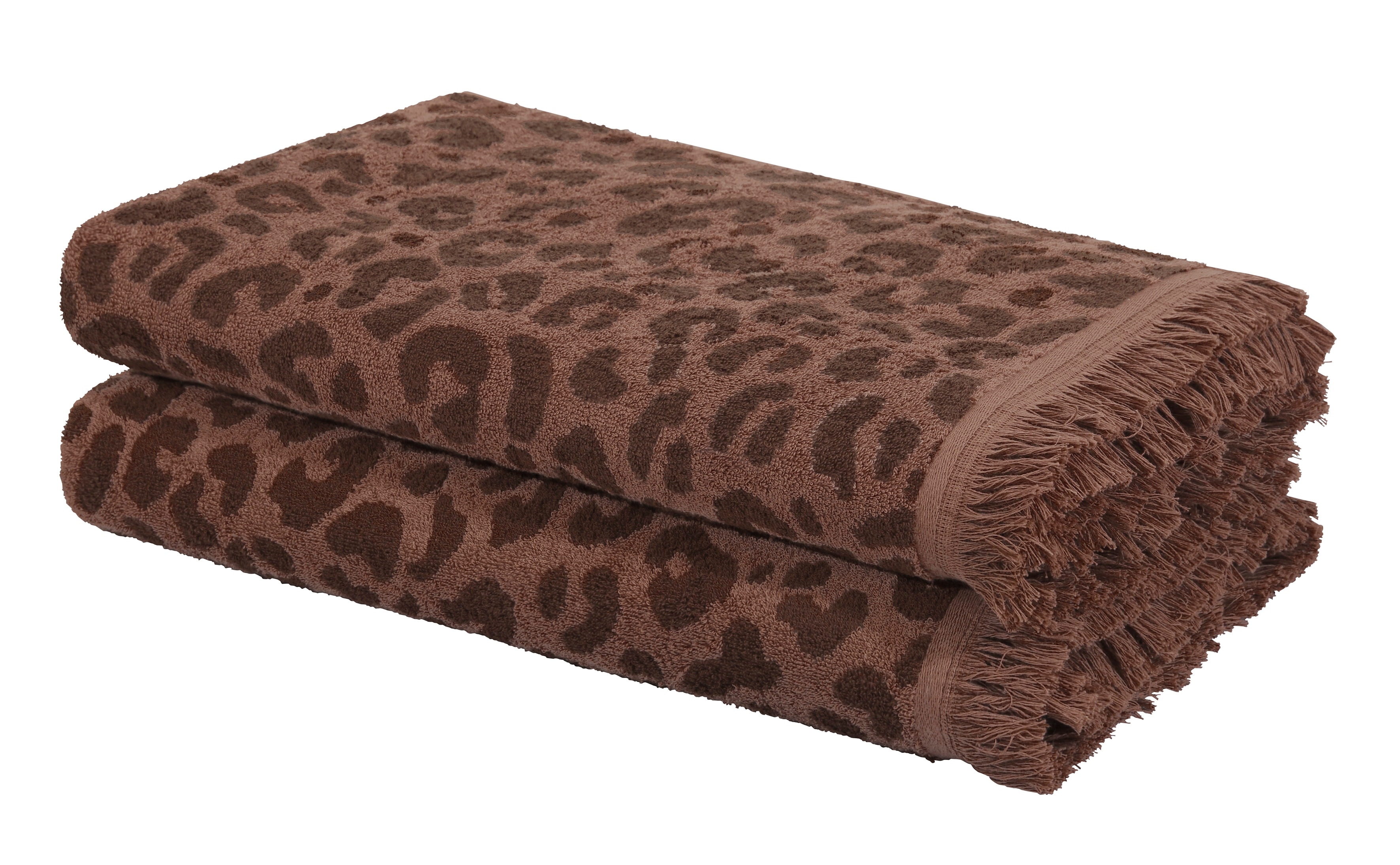 OTTO home Strandtuch "Tiffani, Leopardenmuster, Premium Strandtücher 2-tlg, 500 gr/m²" 90x180 cm, Animal Print, Leo, modern, Urlaub, mit Fransen