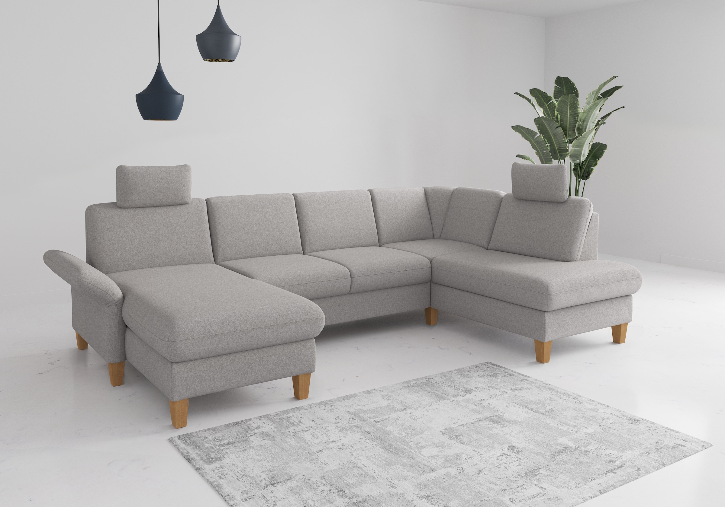 OTTO home Wohnlandschaft "Rochelle, U-Form" optional mit Armteilverstellung, mit Schlaffunktion & Bettkasten