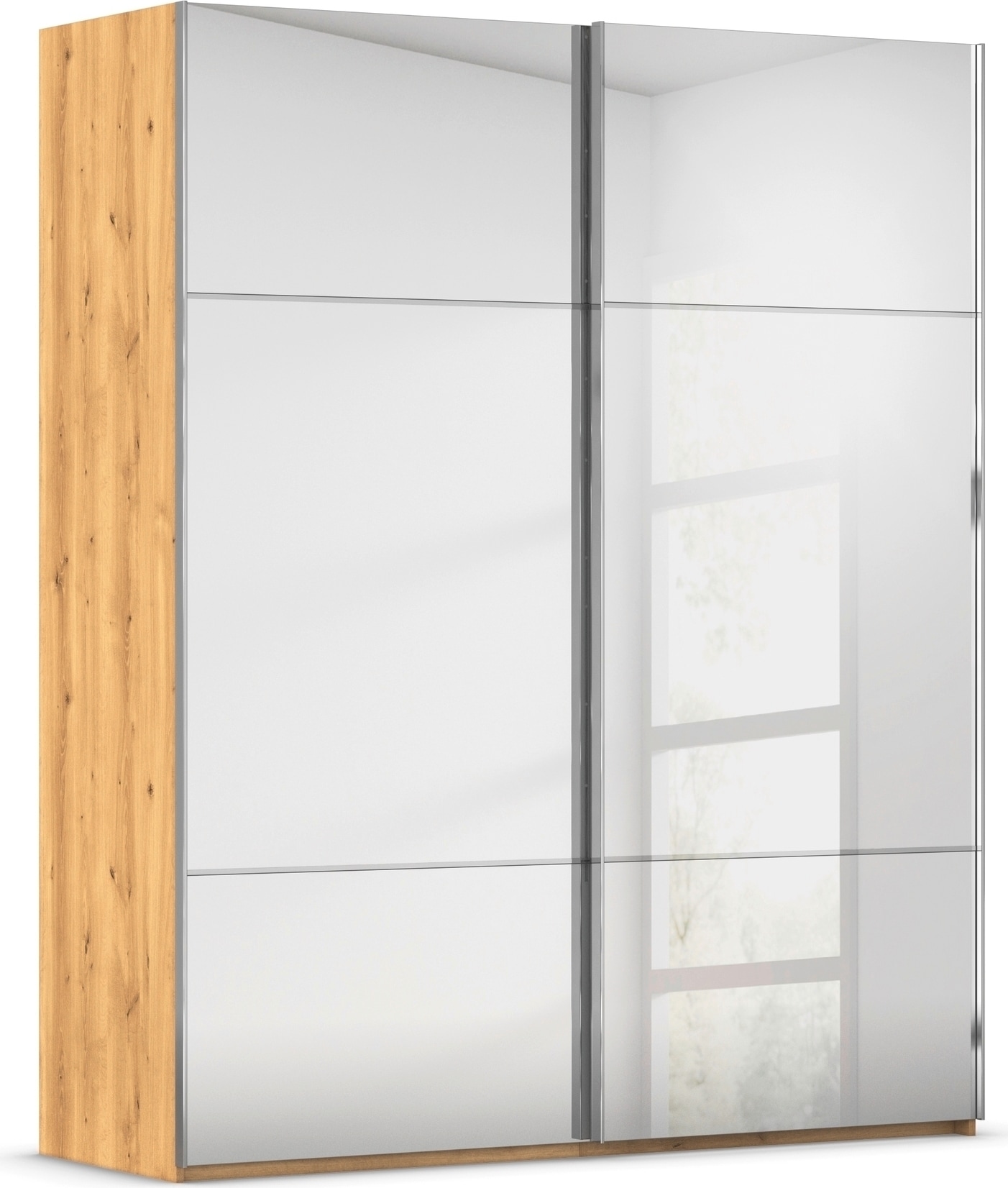 rauch Schwebetürenschrank "Kleiderschrank Schrank Garderobe Schlafzimmerschrank SCALE-TRIO" edle dreigeteilte Front mit 2 Zierleisten Spiegelfront MADE IN GERMANY
