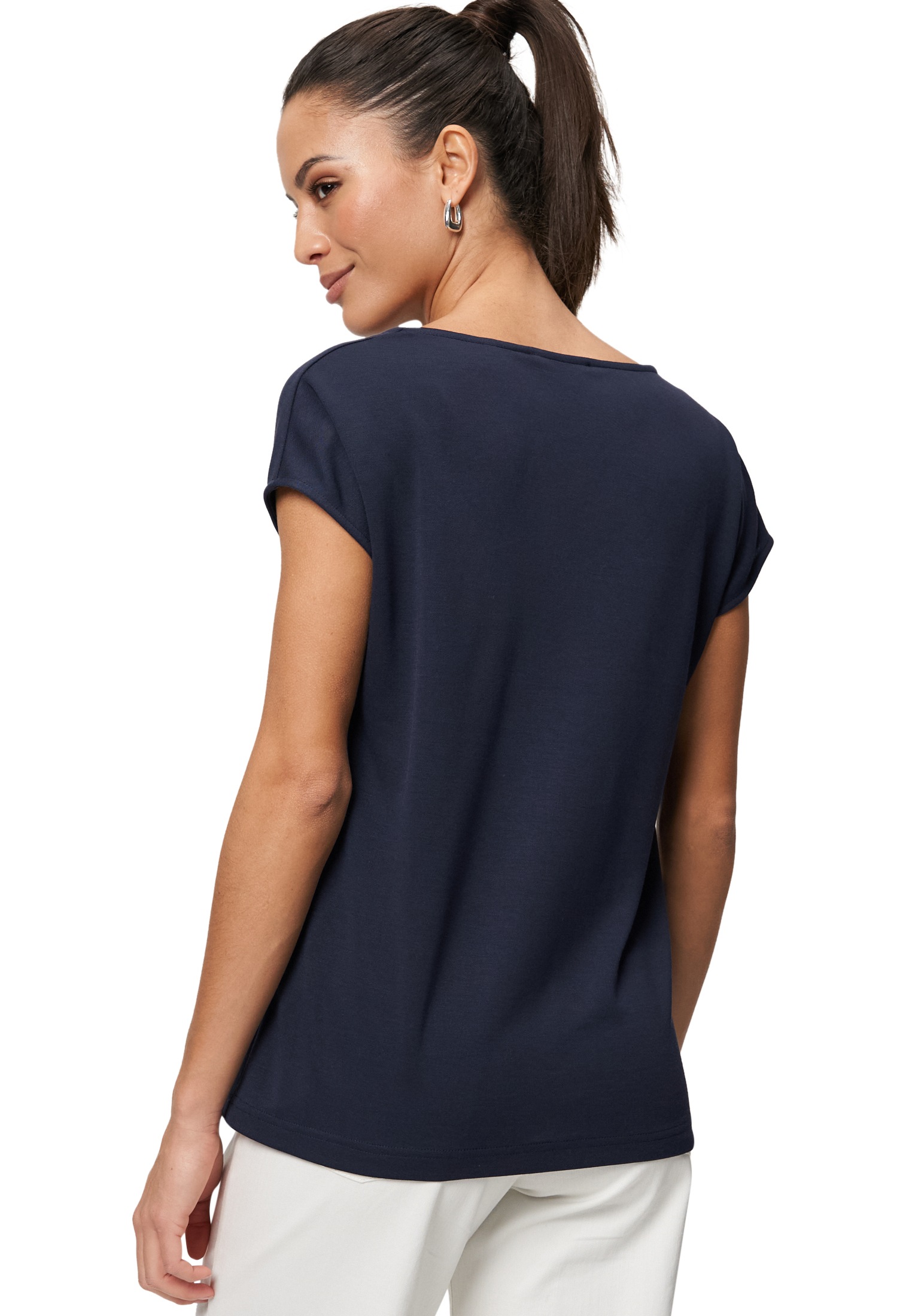 Zero T-Shirt »zero Jerseyshirt mit Wasserfallausschnitt«, (1 tlg.), drapiert /gerafft
