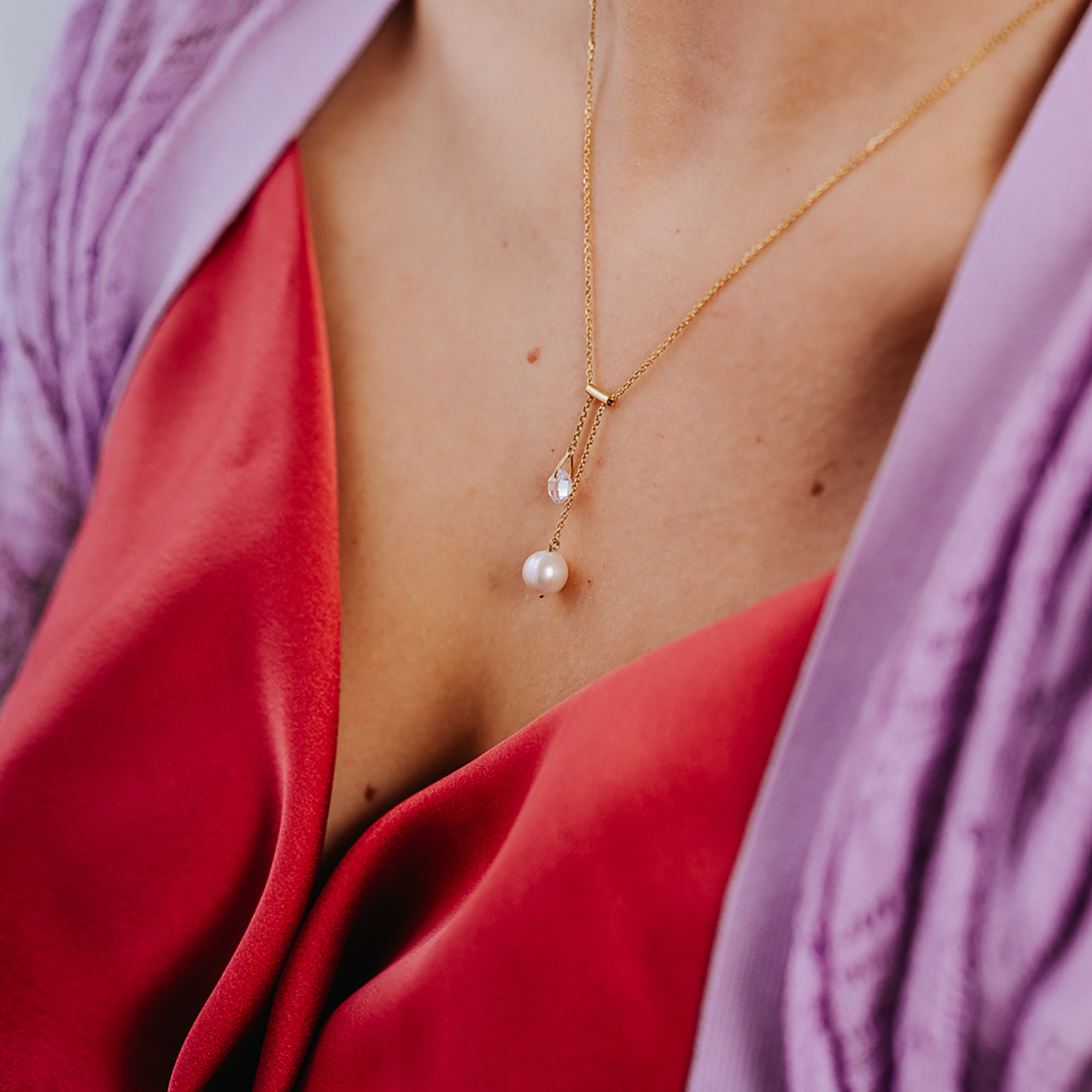 Julie Julsen Kette mit Anhänger »925/- Sterling Silber vergoldet Perle und Zirkonia«
