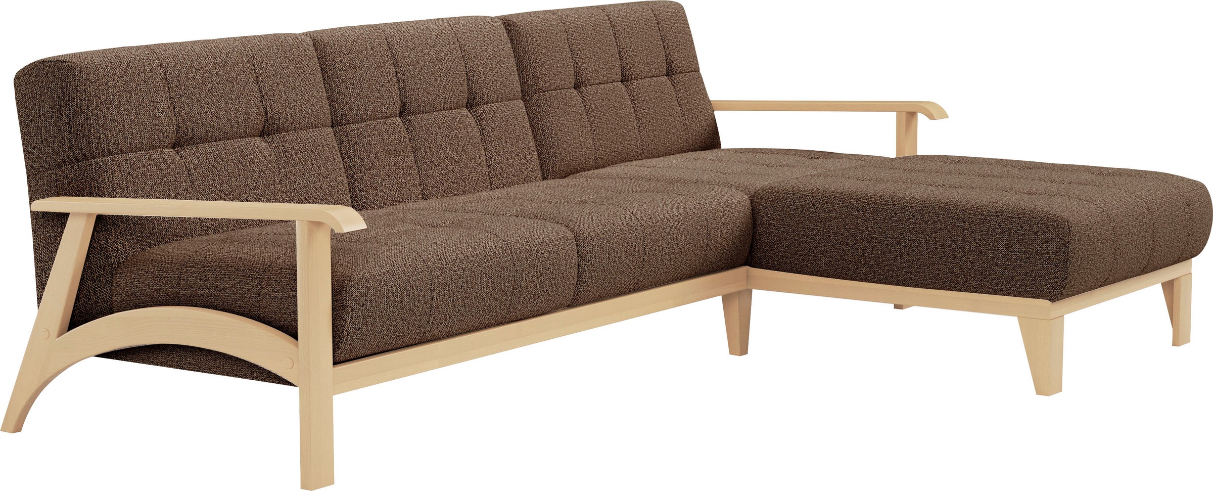 Thumbnail - sit&more Ecksofa "Billund L-Form" Armlehnen aus Buchenholz in natur, verschiedene Bezüge und Farben