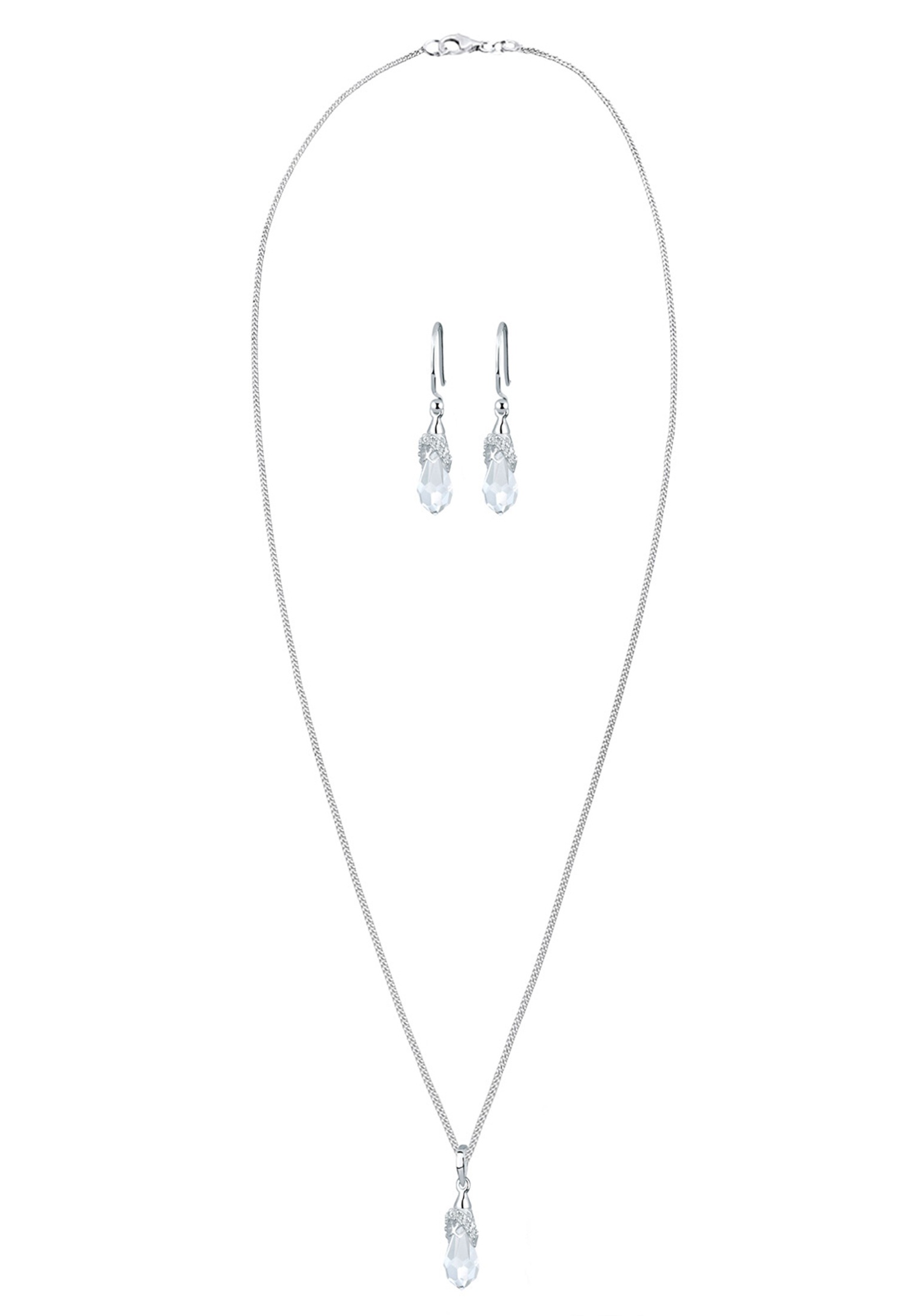 Elli Schmuckset »Ohrstecker und Kette Tropfen Kristalle«
