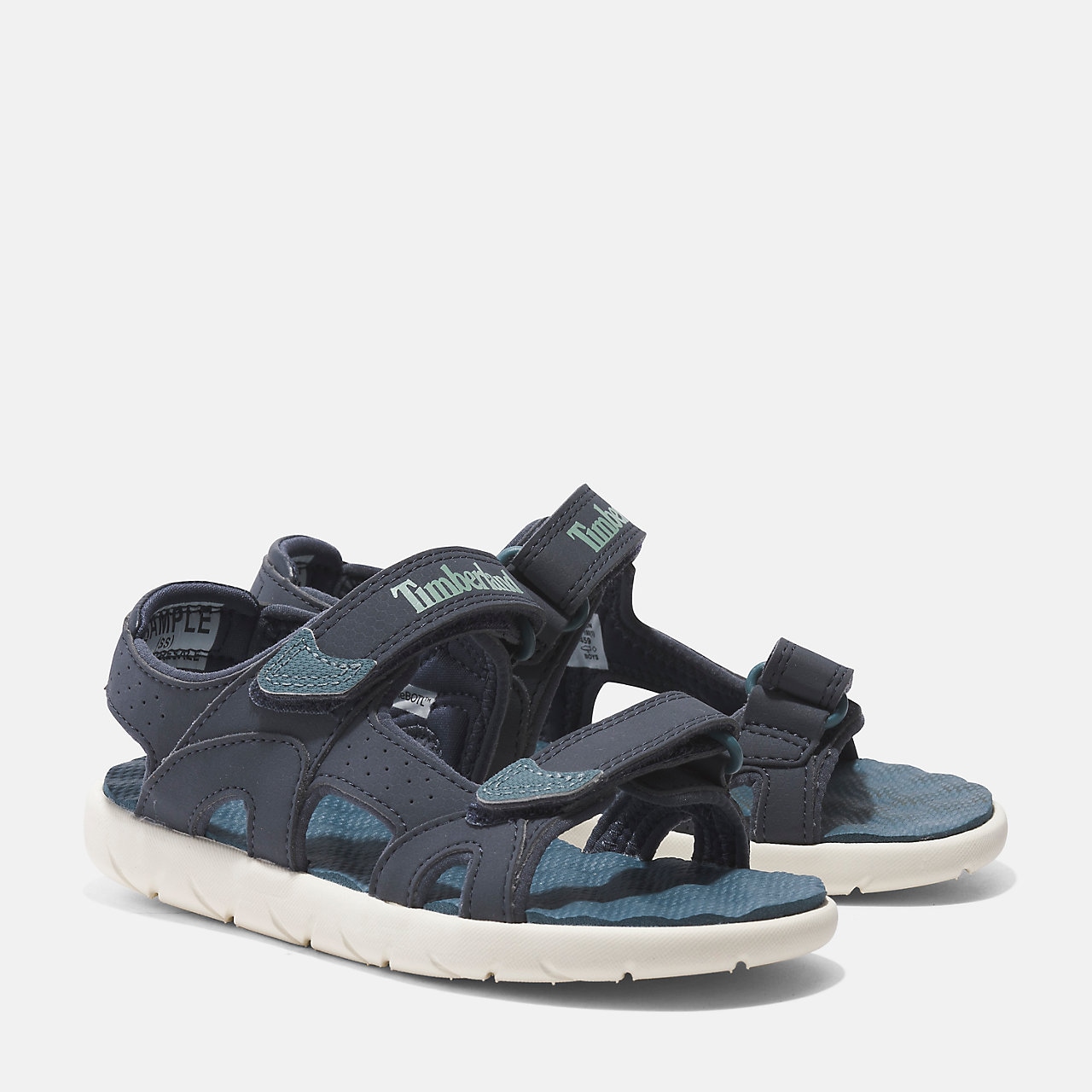 Timberland unisex pour enfant. TB0A6B9SL791 Perkins Sandales en cuir Row avec talon bleu (32), Plat, Velcro, Casuel, mode enfantine