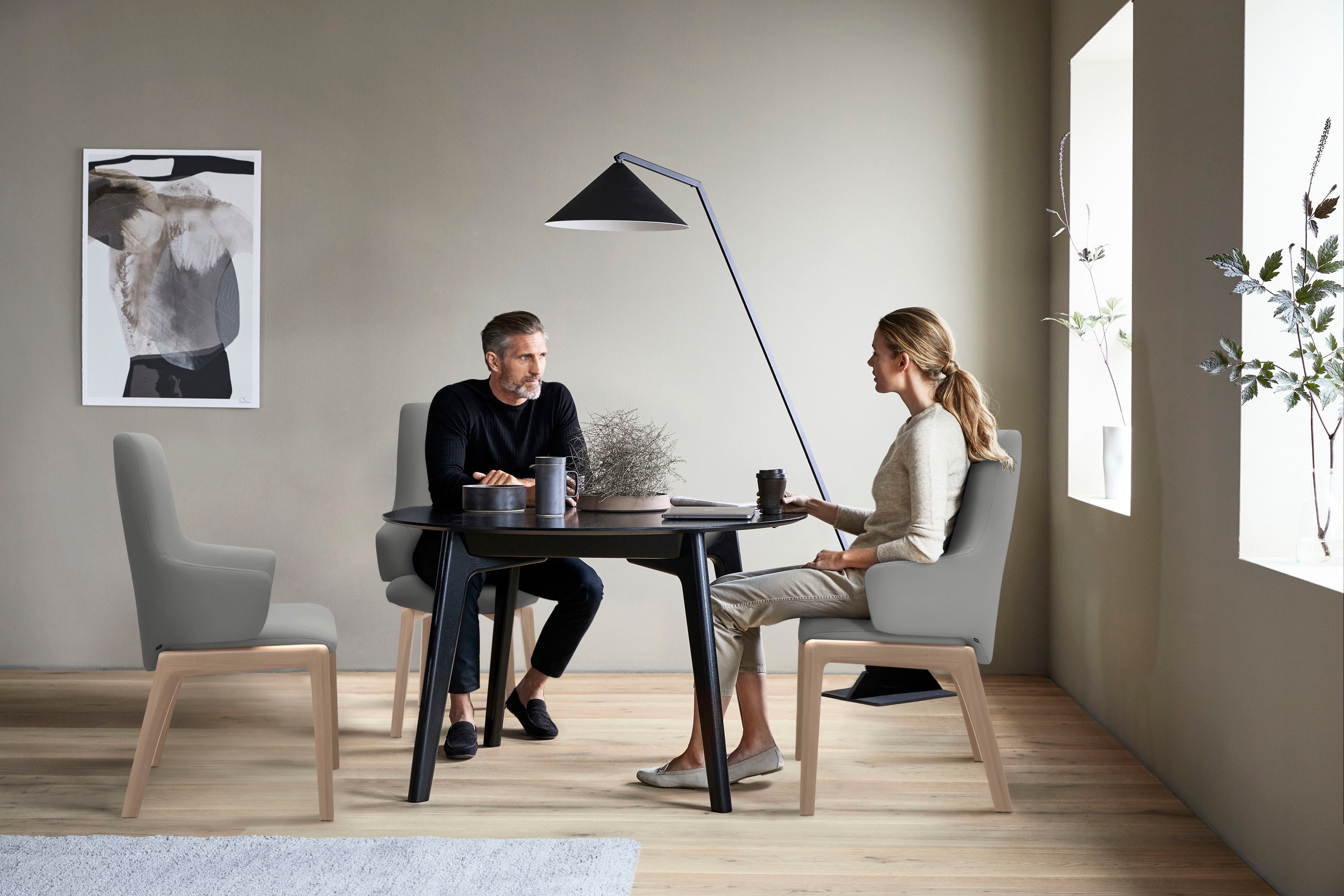 Stressless® Polsterstuhl »Laurel«, Leder BATICK, High Back mit Armlehne, Größe L, mit abgerundeten Beinen in Eiche