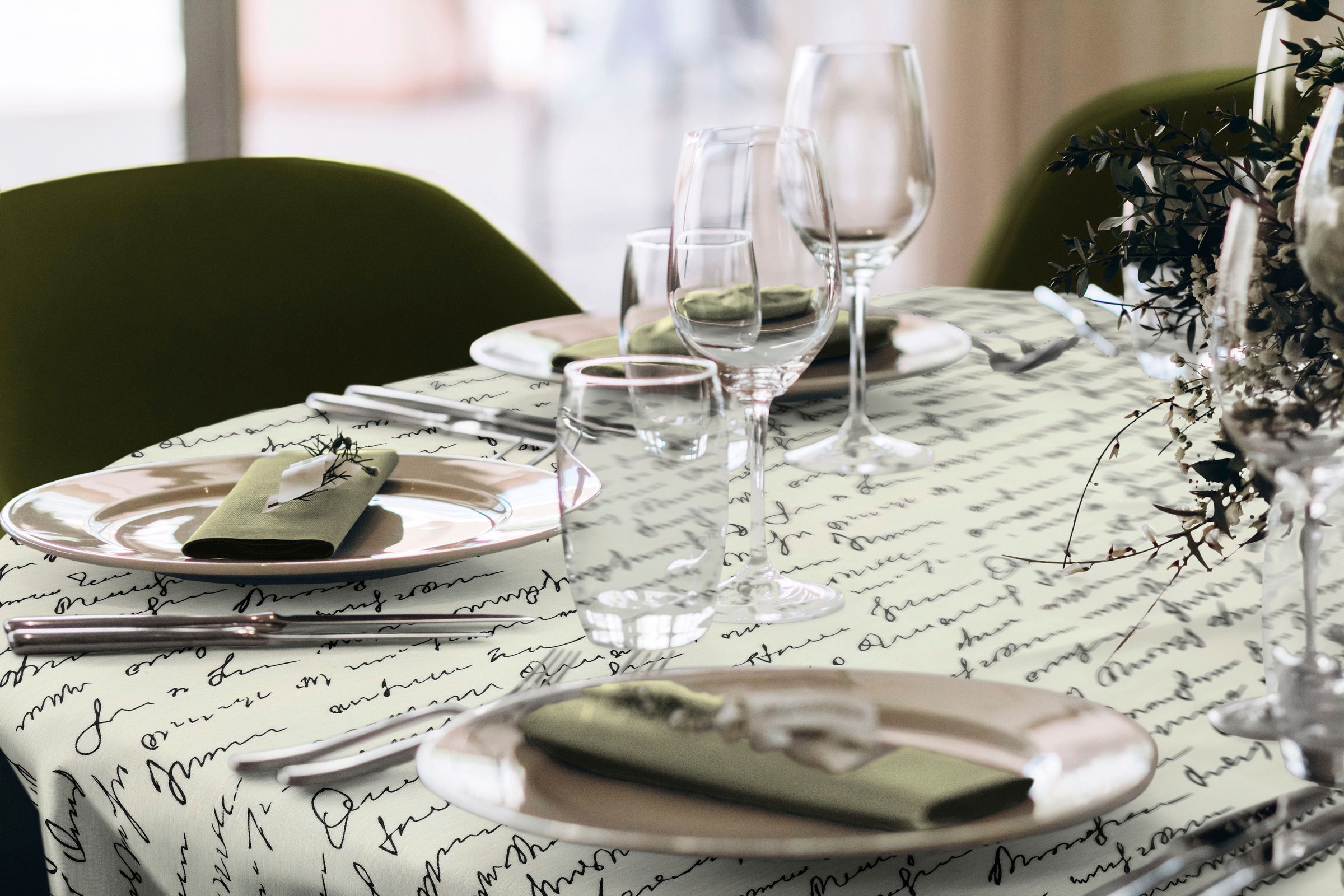 Adam Tischdecke "Scribble" aus Leinen und Bio-Baumwolle,Made in Germany