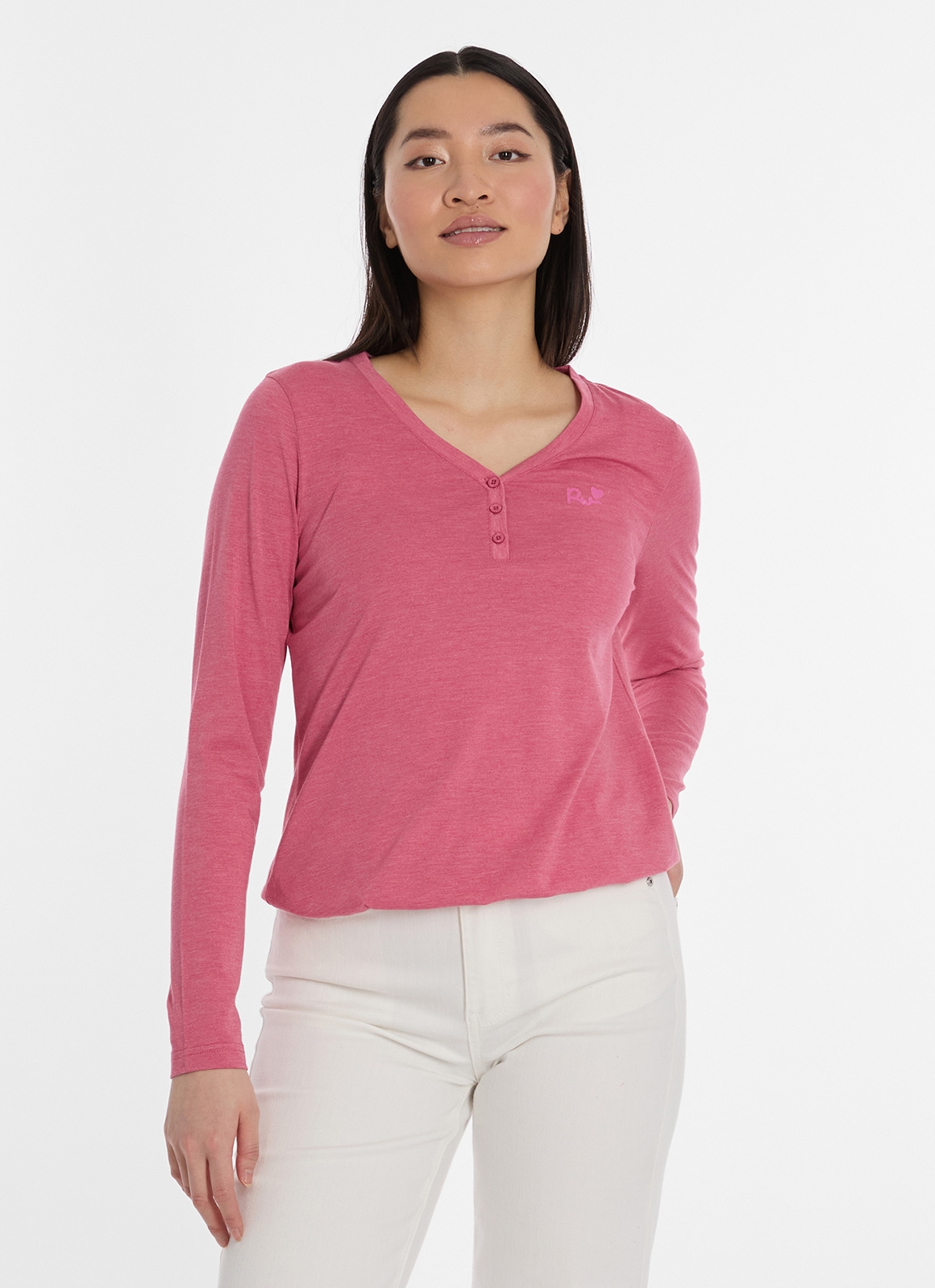 Ragwear Langarmshirt "PINKKI" mit kurzer Knopfleiste günstig online kaufen