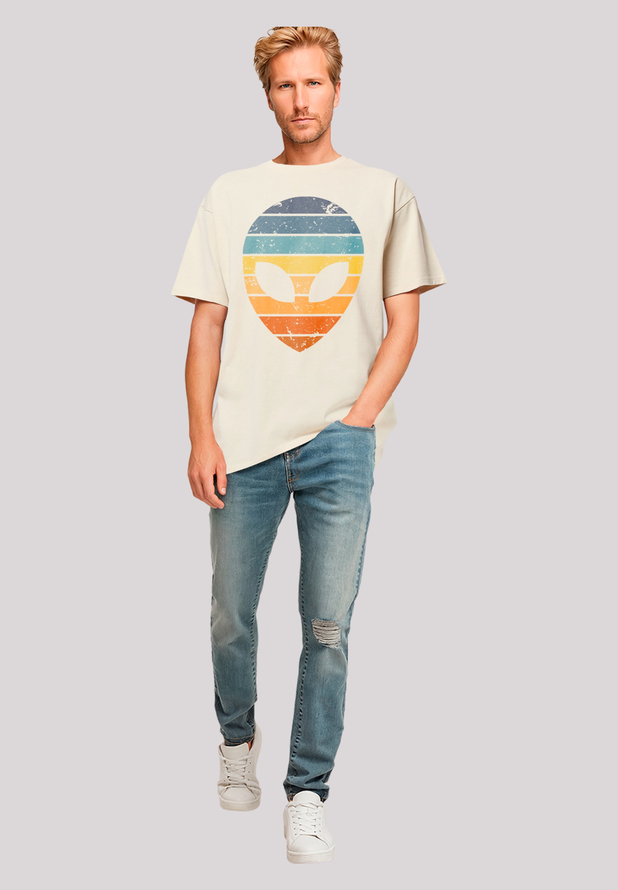 F4NT4STIC T-Shirt »Alien Sonnenuntergang Retro«, Premium Qualität