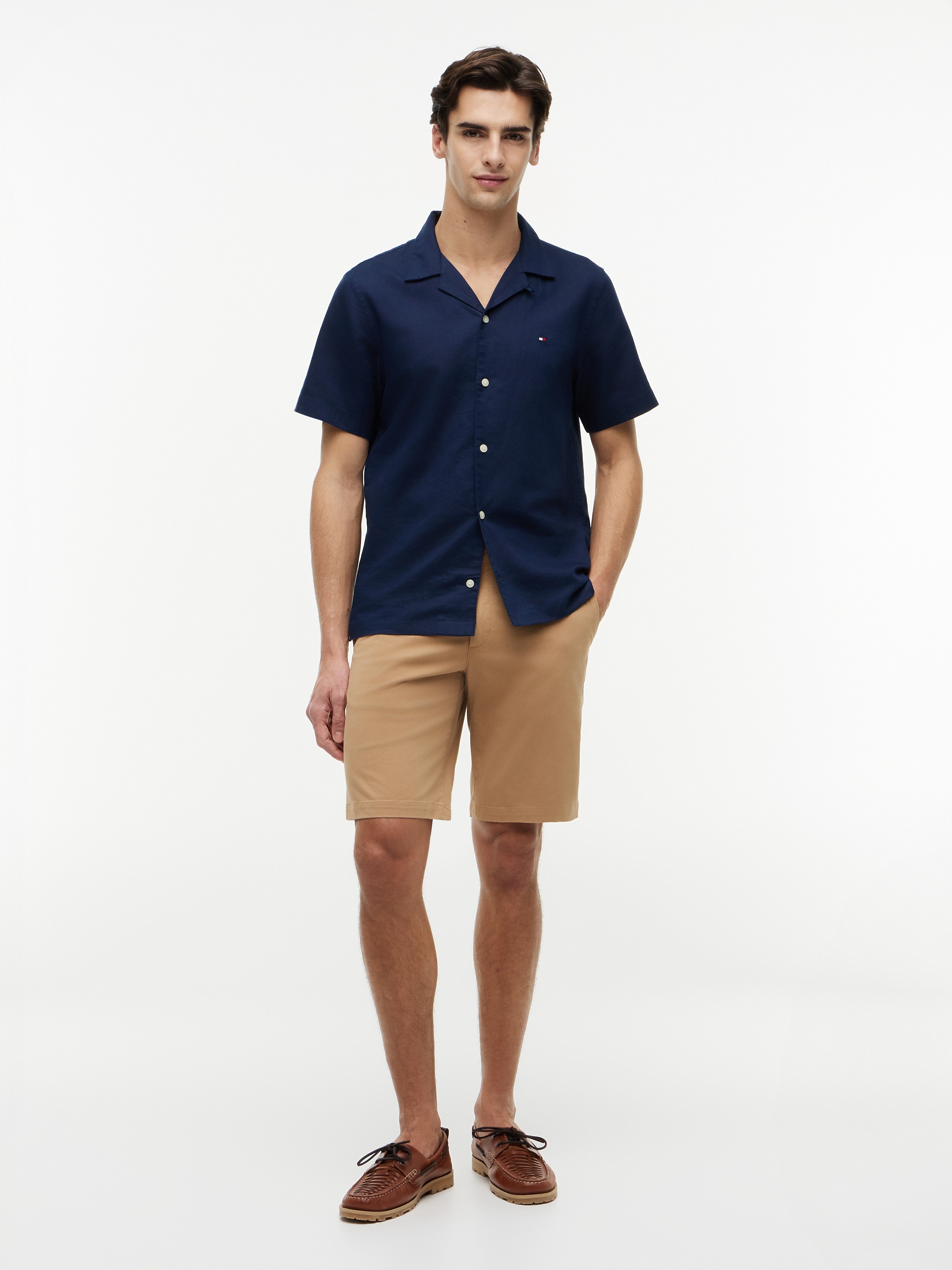 Tommy Hilfiger Kurzarmhemd »LINEN BLEND SOLID SS RF SHT« aus Baumwollmix mit Leinen