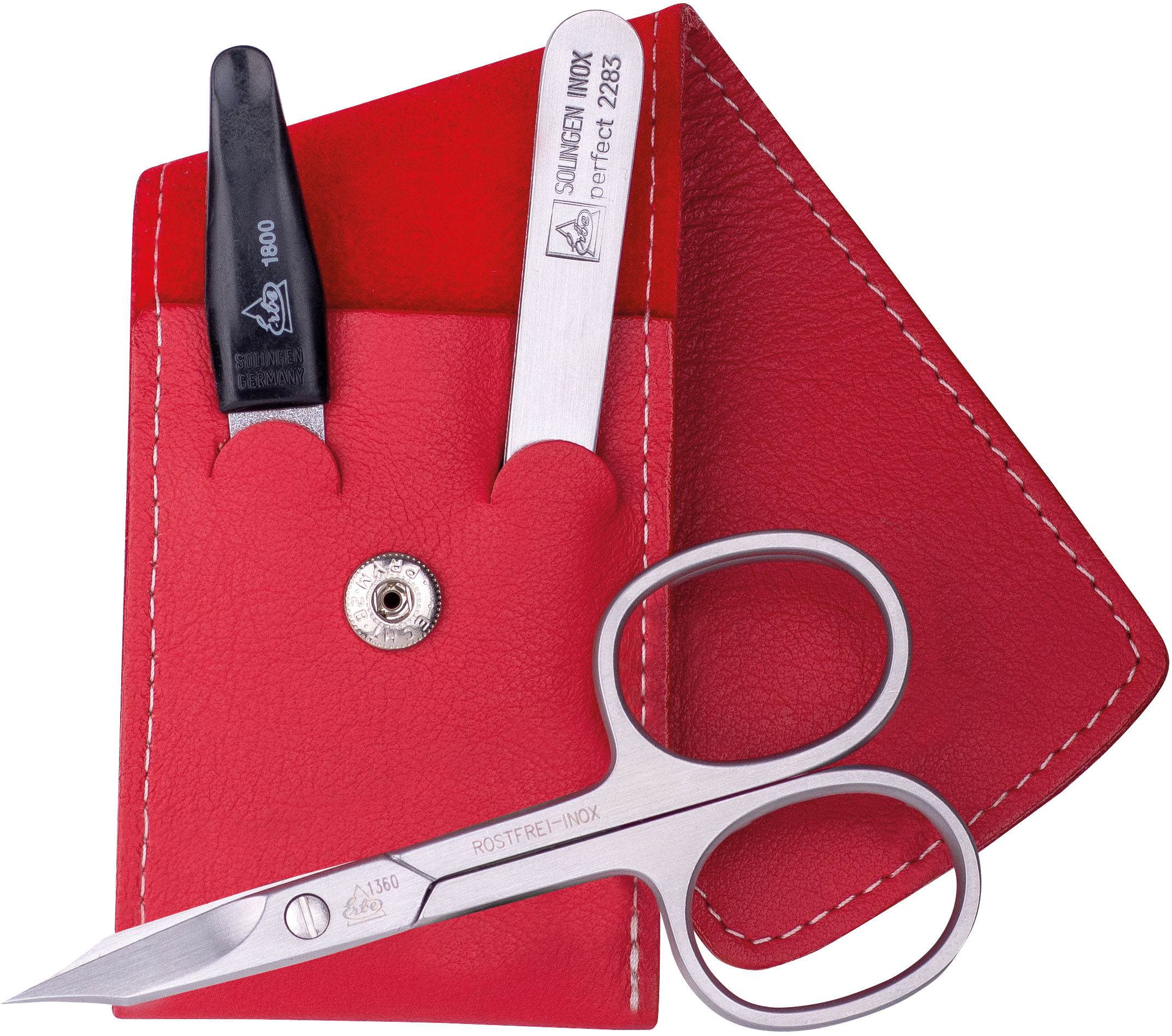 ERBE Kinder Maniküre-Etui "ERBE Maniküre Set Taschen-Etui Serie "Travel", rot, 3-tlg.", B/H/T: 50mm x 100mm x 25mm 3 Stk., rot, B:50mm H:100mm